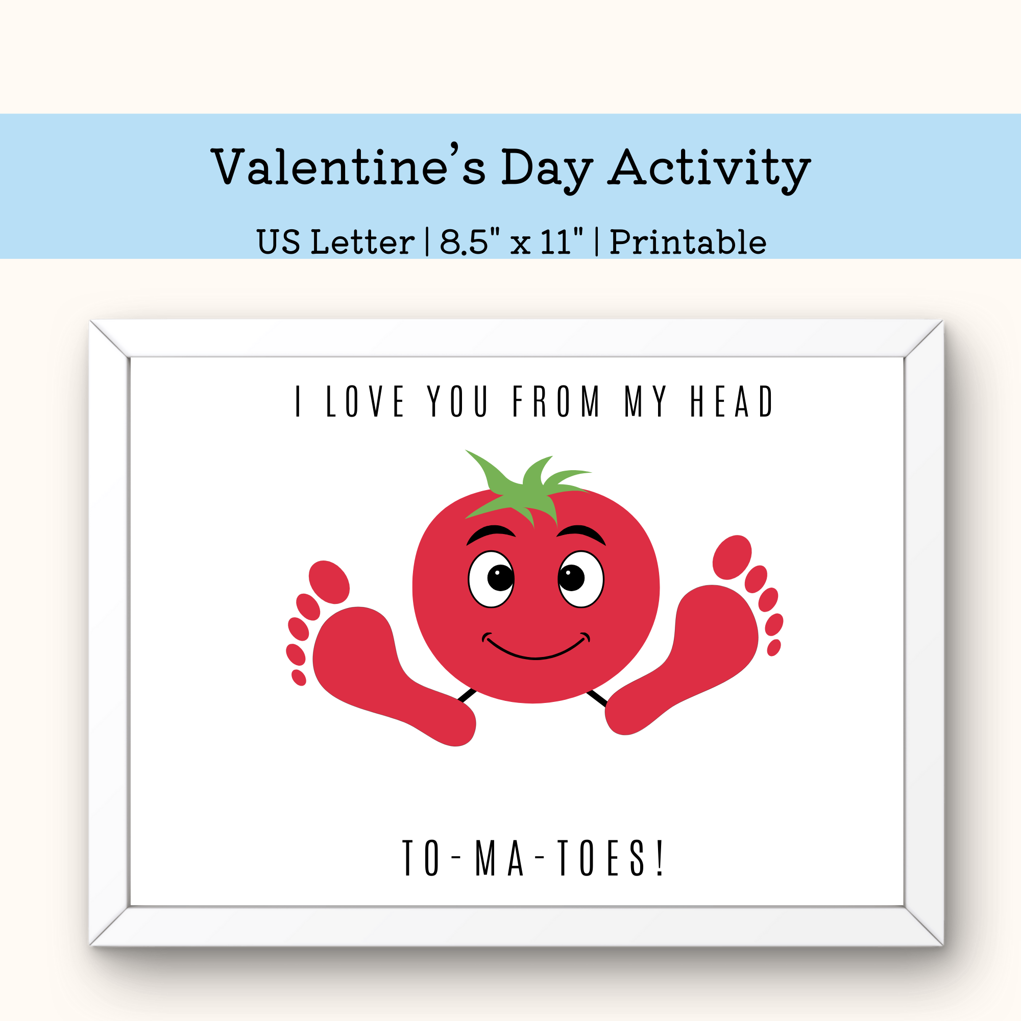 PRINTABLE Valentine To Ma Toes handprint Art Craft For Kids