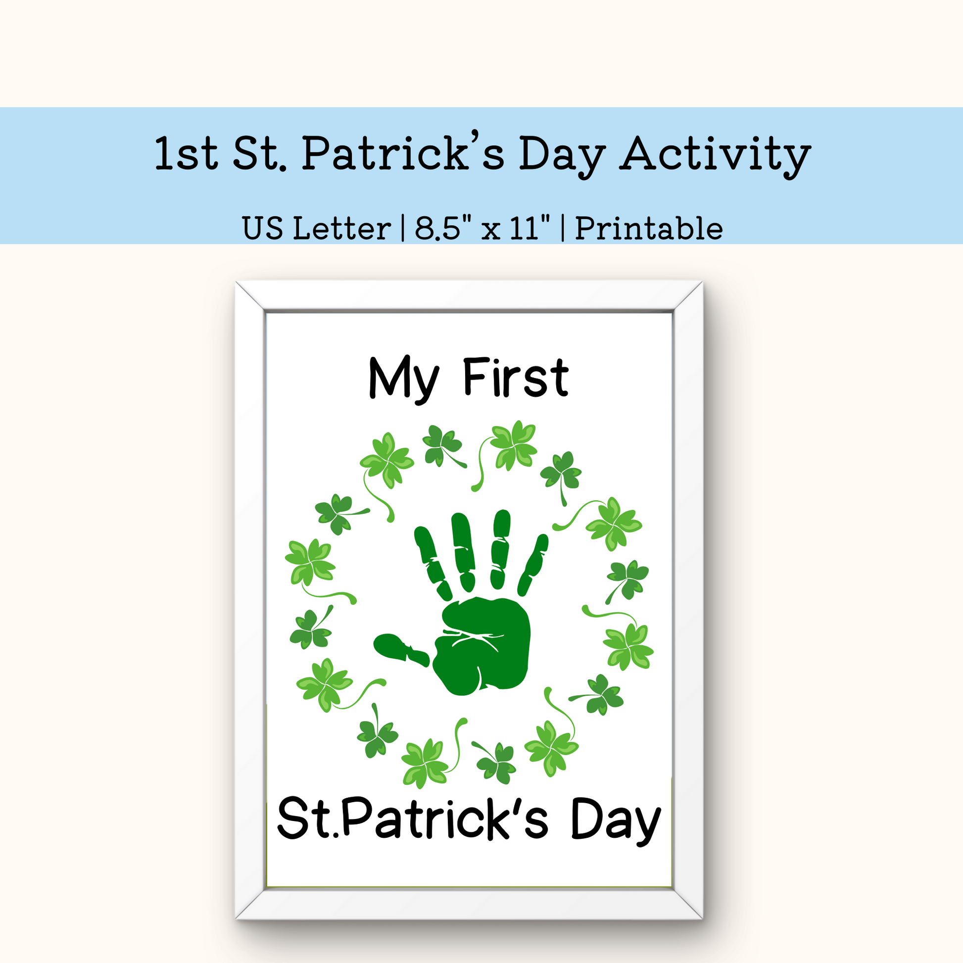 PRINTABLE 1st St Patrick's DayHandprint Art Craft For Kids