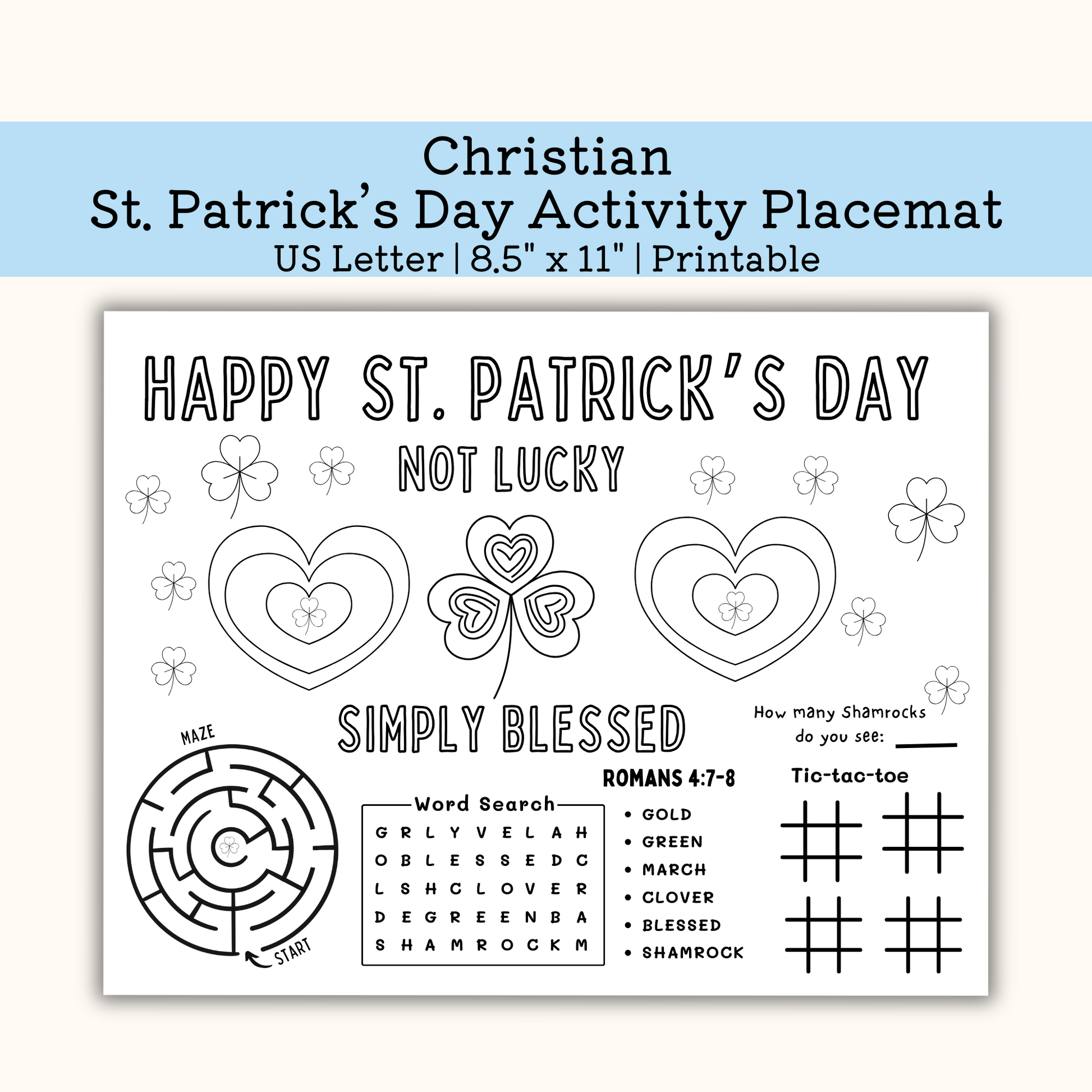 Happy St Patrics day activity Placemat