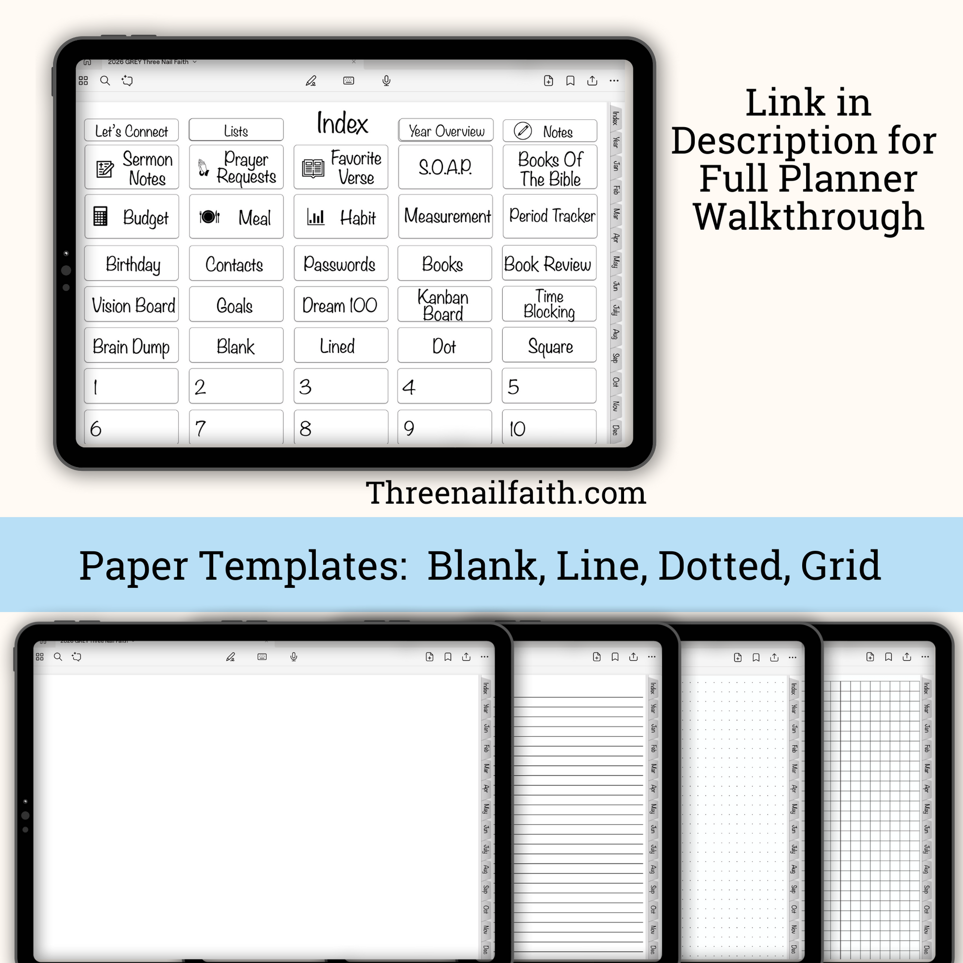 screen shot of index page and blank pages