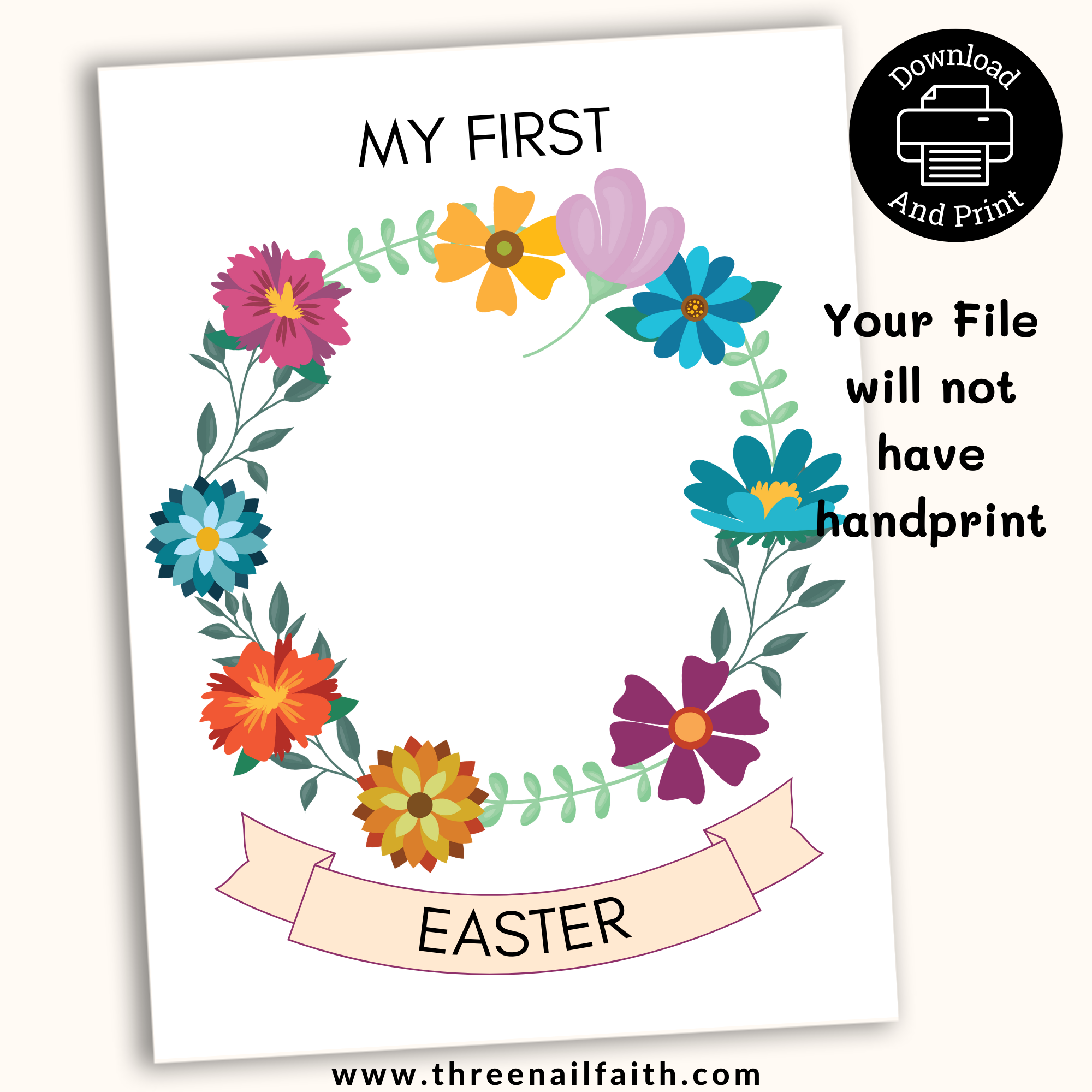 Your Print will not have the handprint you will add your childs handprint to the print
