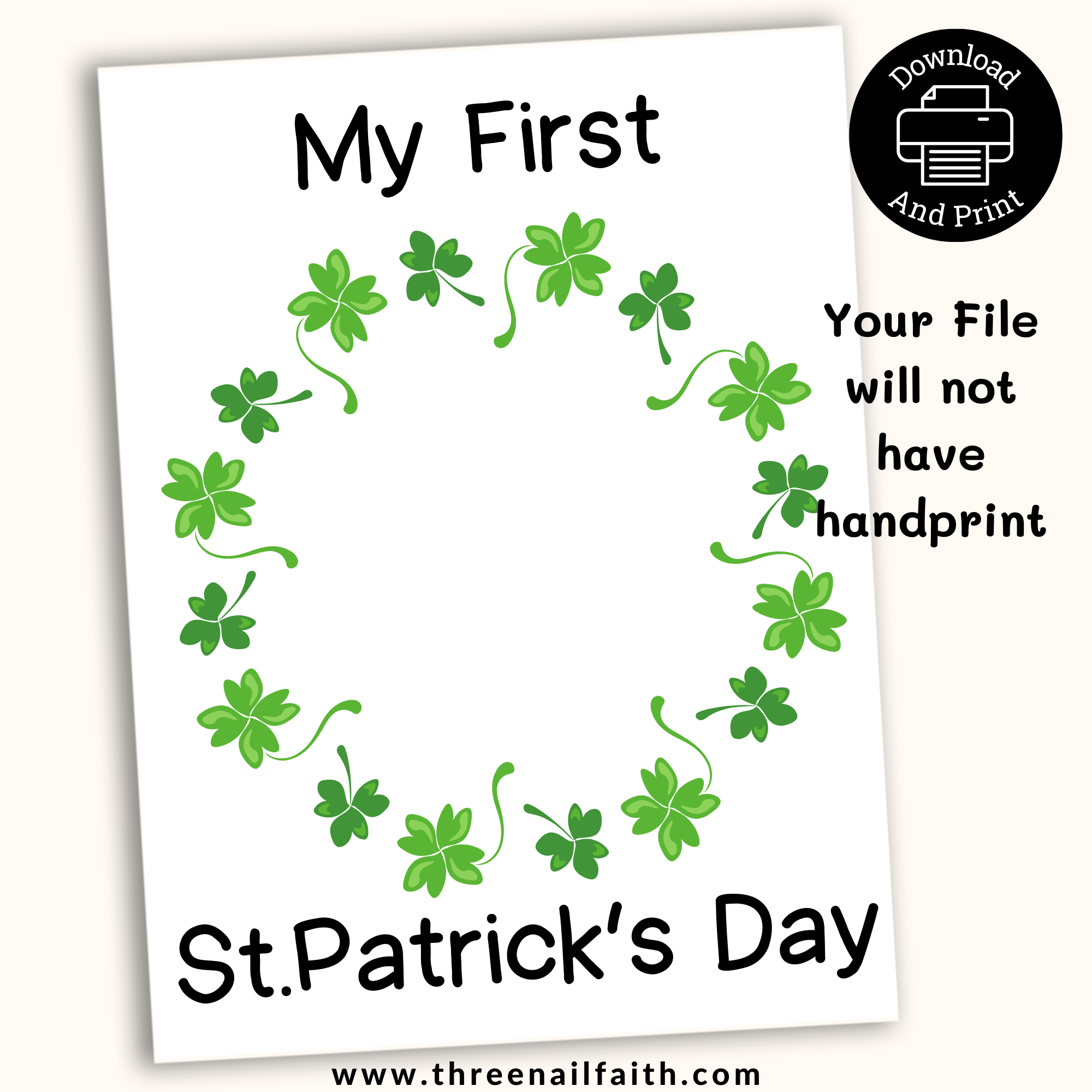 PRINTABLE 1st St Patrick's DayHandprint Art Craft For Kids your print will not have the handprint you will add that