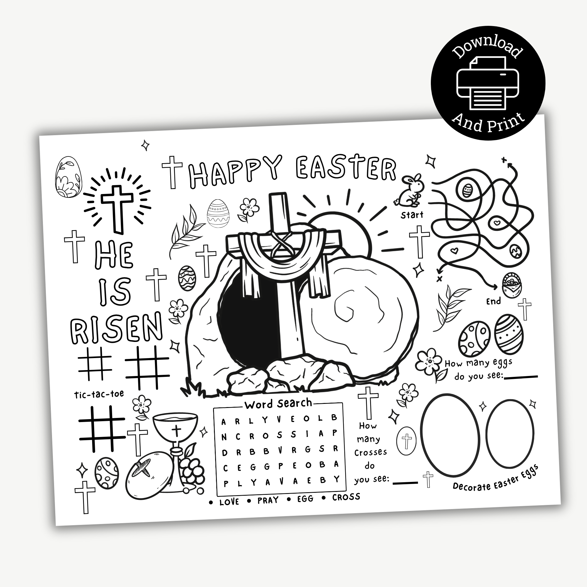 Printable Christian Easter Day Activity Mat  print at home