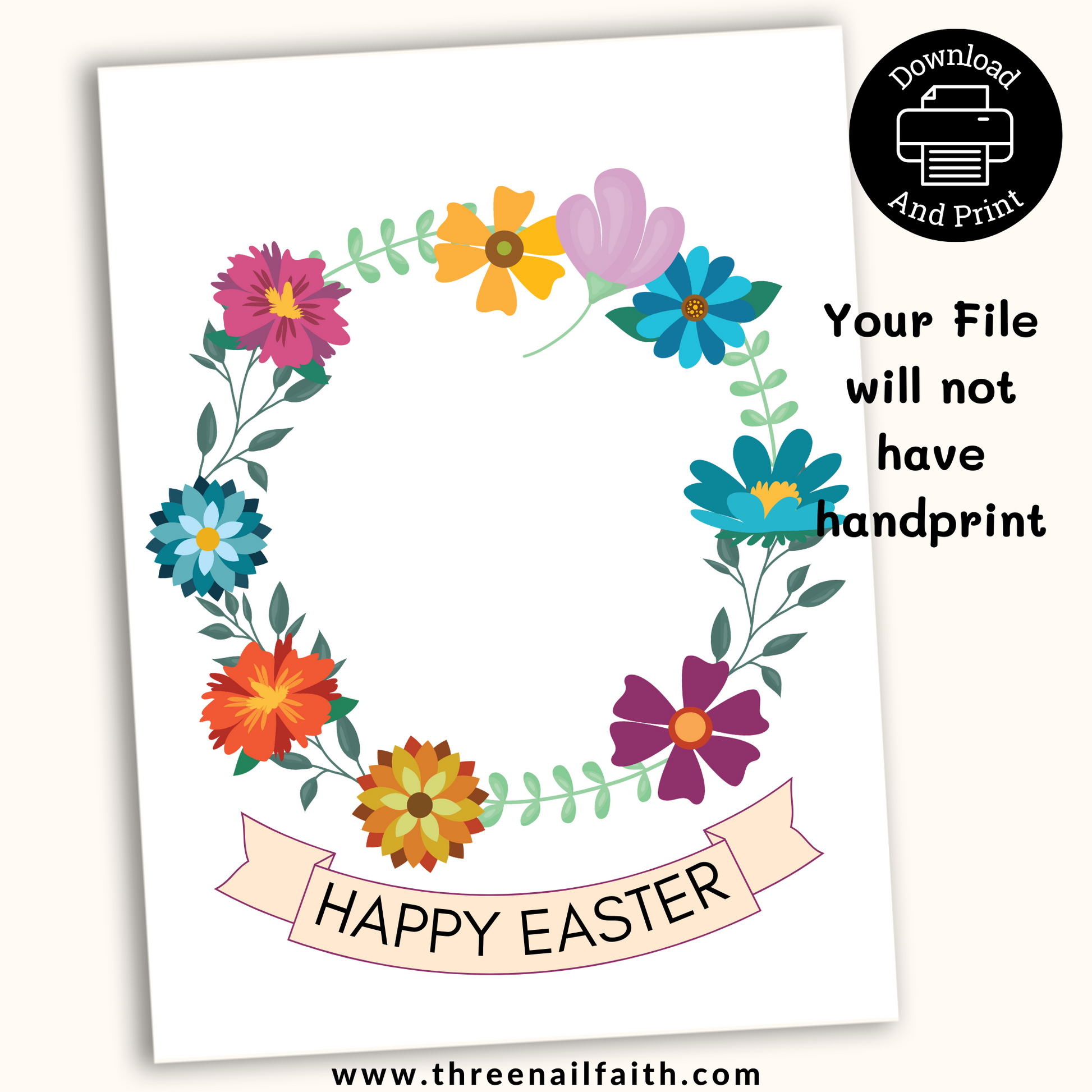 Your Print will not have hte handprint on the print you will add your childs handprint to the print