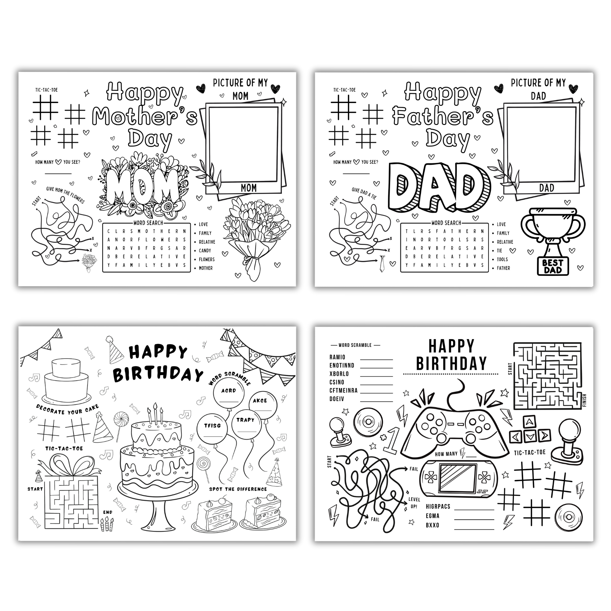 Mothers day, fathers day, happy birthday cake, video game happy birthday
