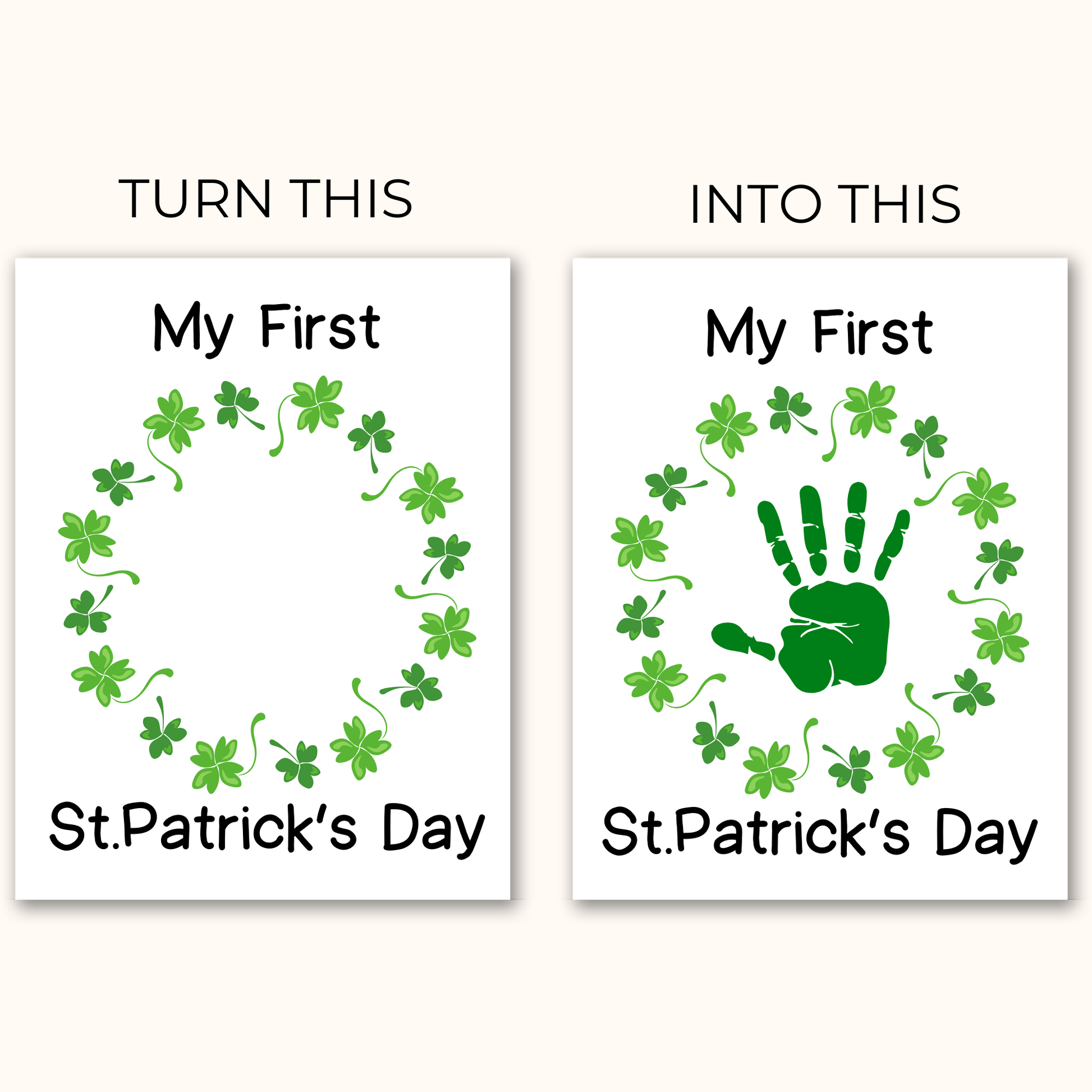 turn your print on the left into the print on the right with your childs handprint