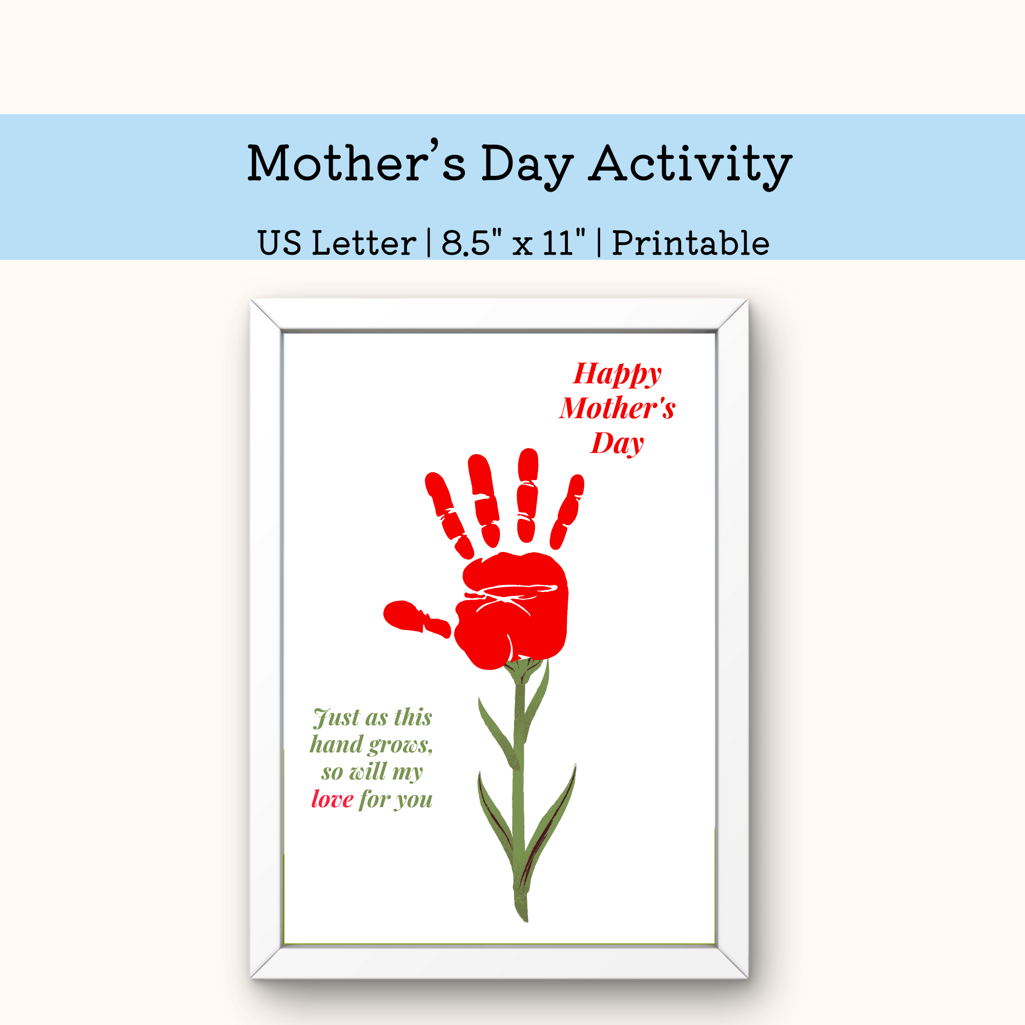 happy Mothers day flower handprint activity for mothers day