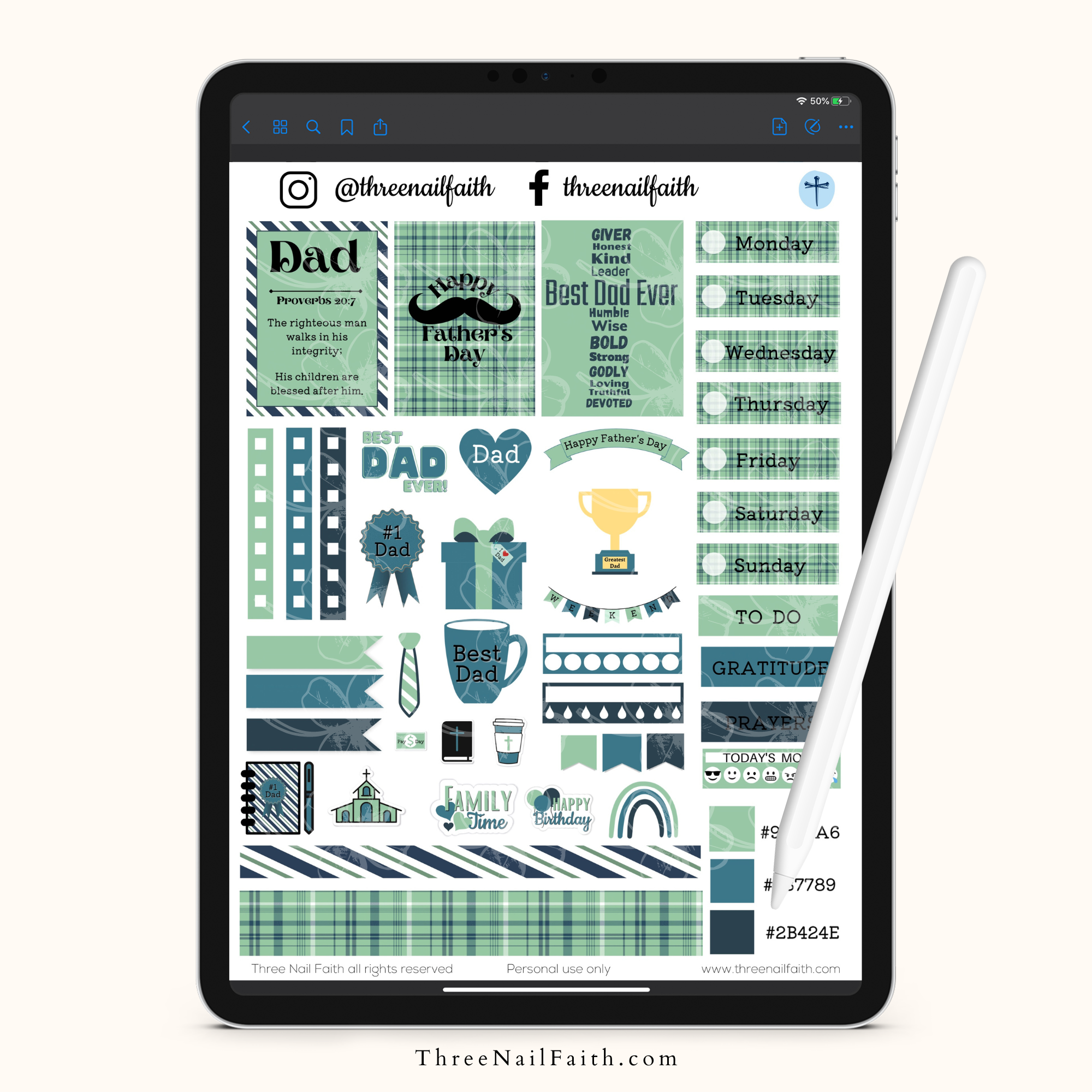 Father's Day Digital Planner Stickers