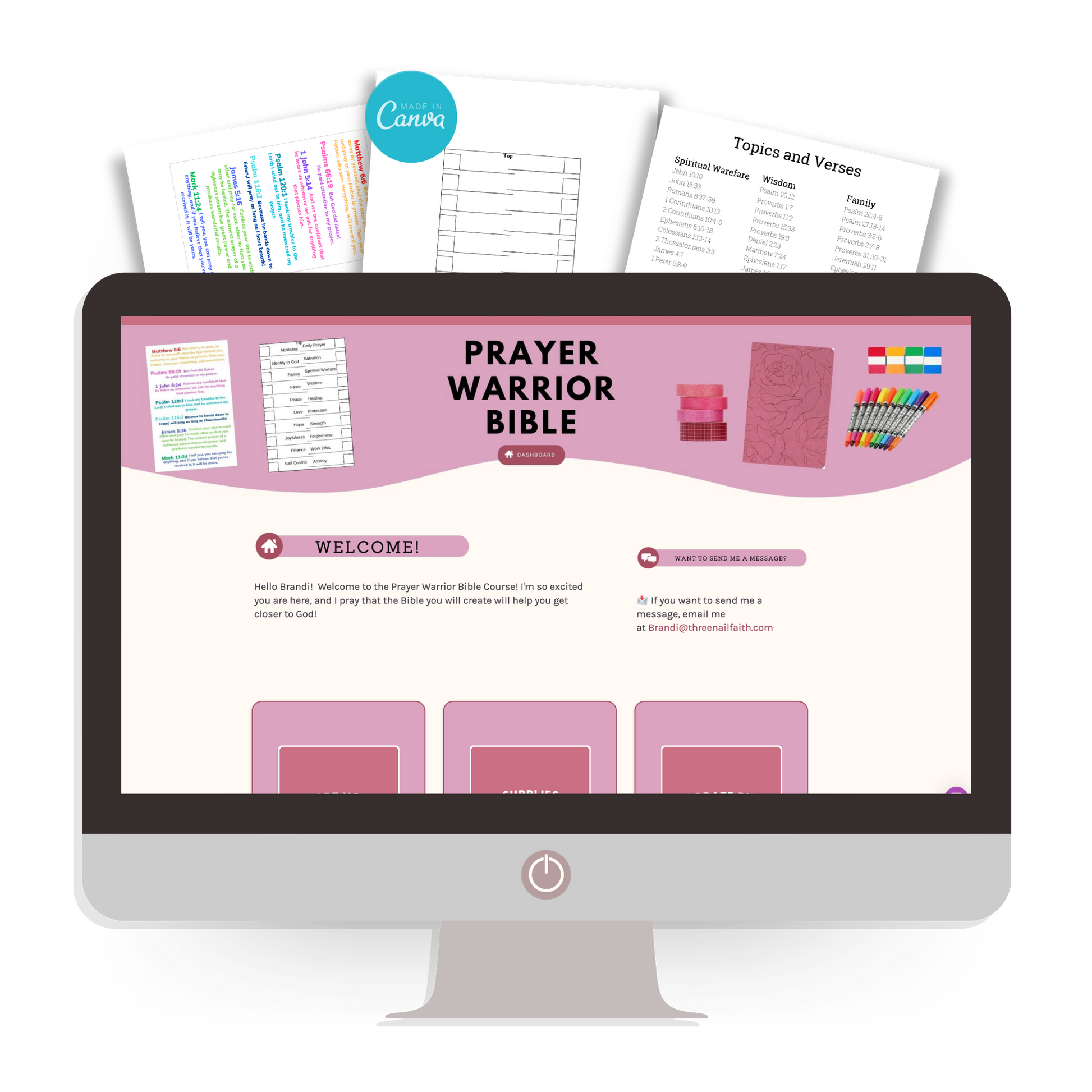 Prayer Bible Enhanced package comes with everything you need to start your prayer bible.  You will need a bible, highlighters and tabs but everything else is all included in this prayer bible package.