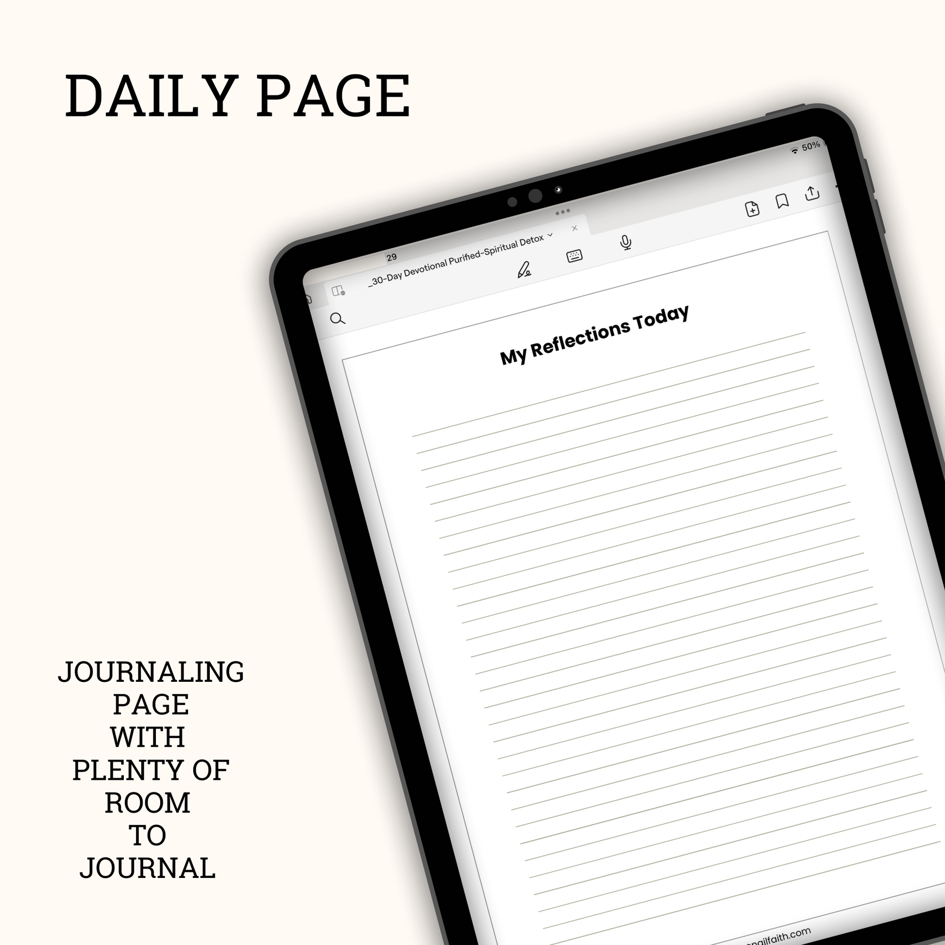reflections page of Purified Spiritual Detox for Renewal and Revival 30-Day Digital Devotional Journal