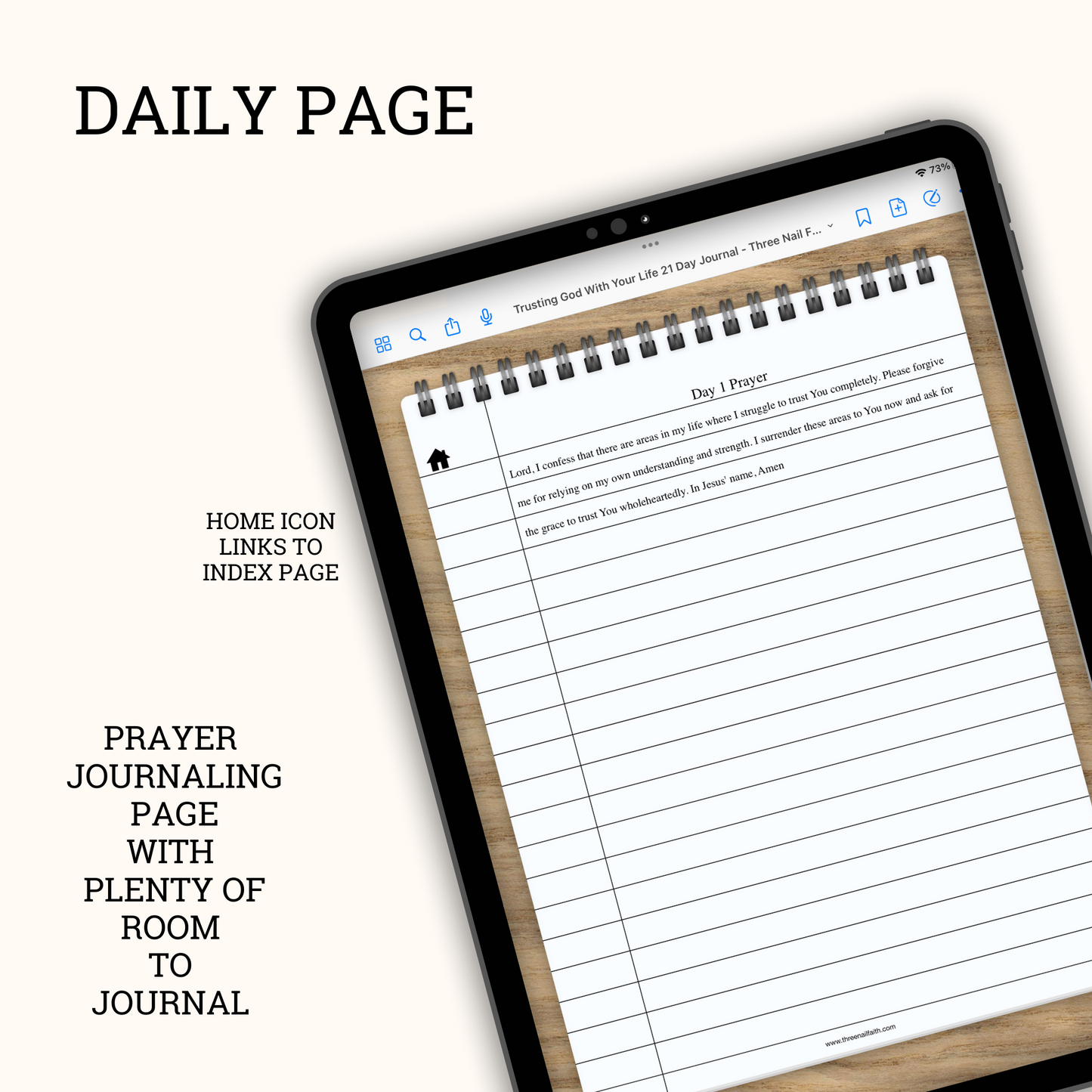 daily page for prayer journaling