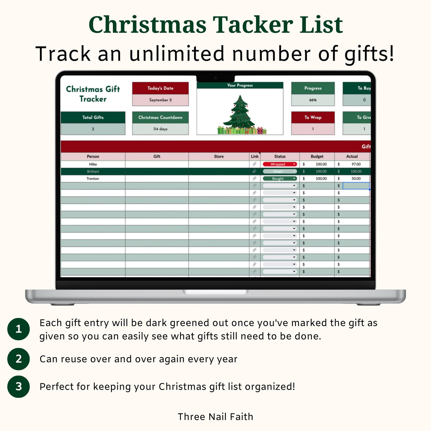 Track all of your christmas gifts