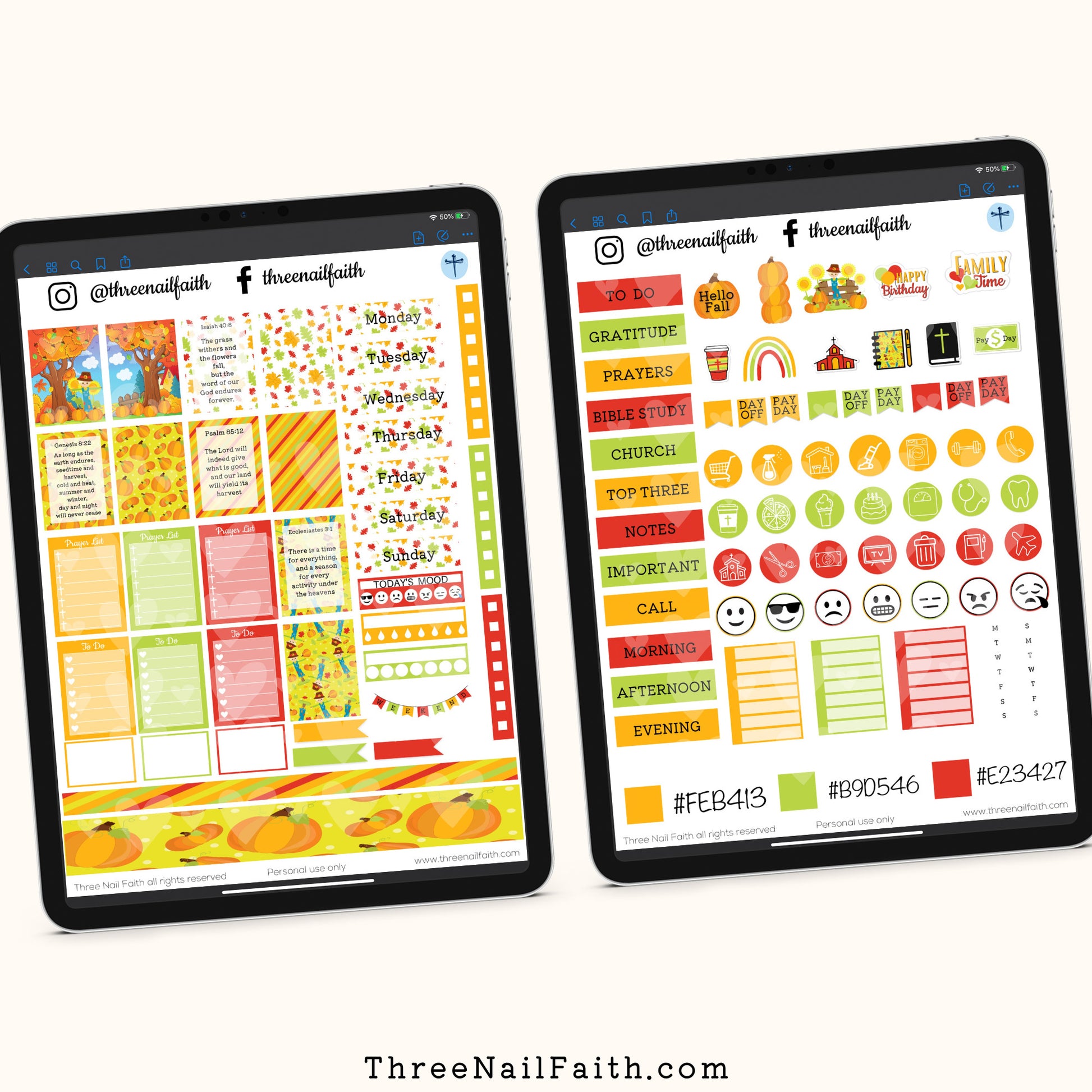 Christian Faith Digital sticker set on the theme of fall