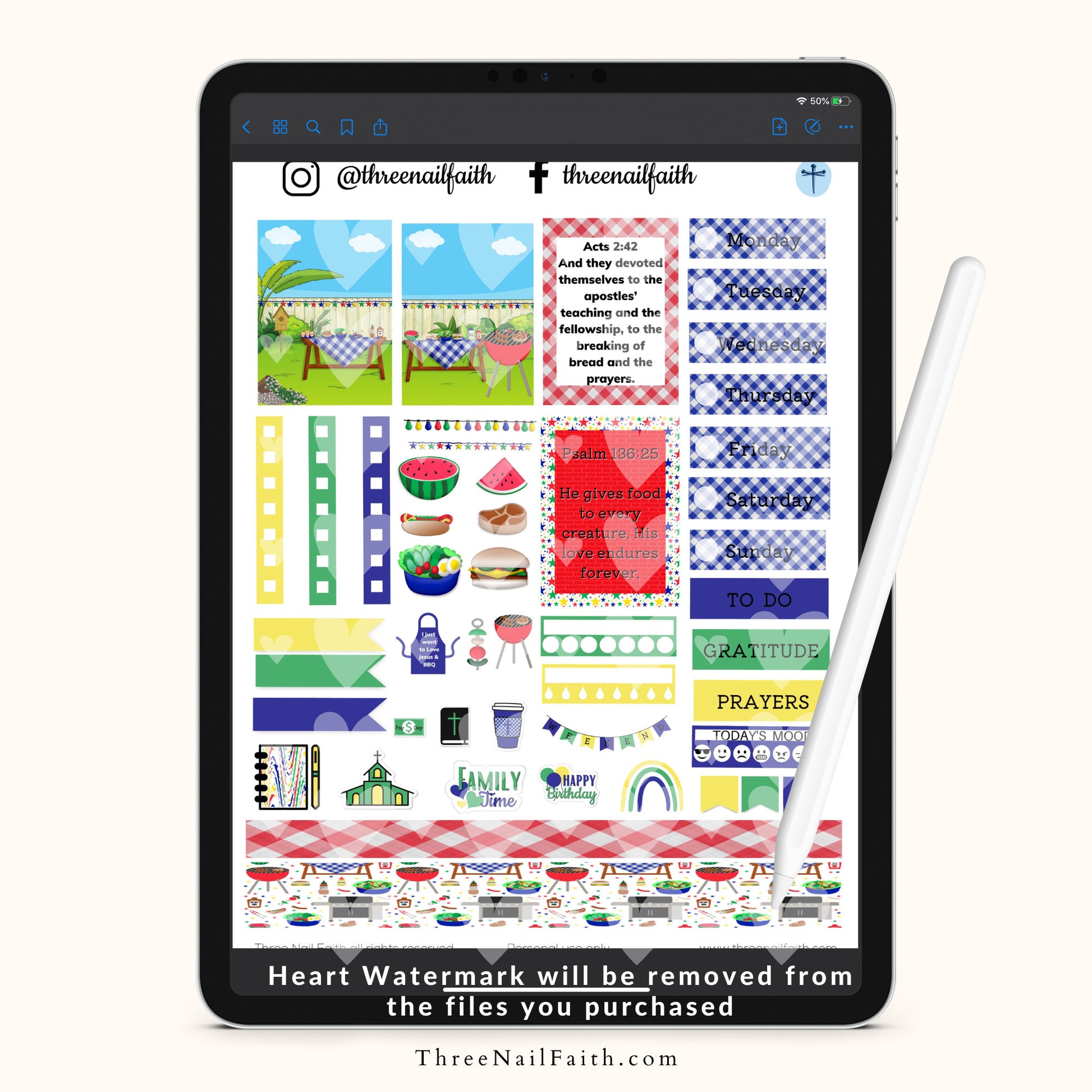 backyard bbq summer digital sticker kit