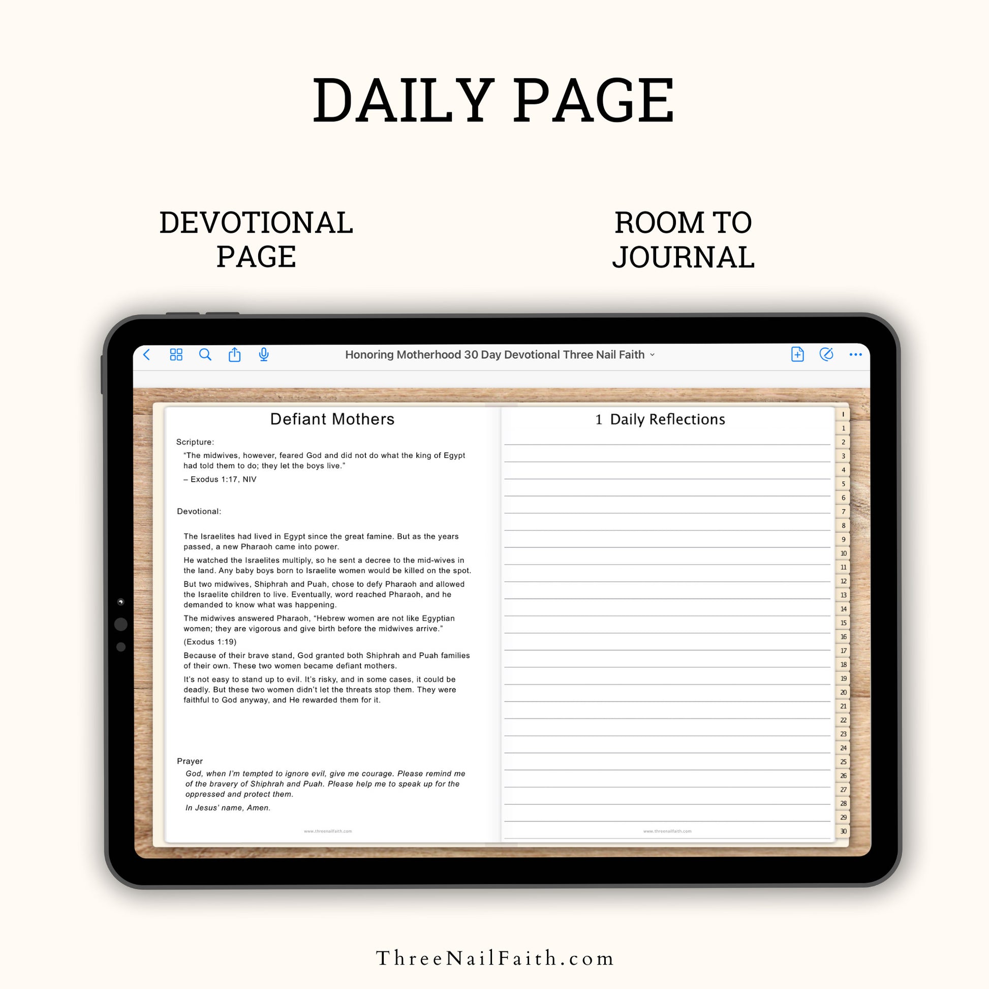 Honoring Motherhood 30-Day Devotional Journal daily page