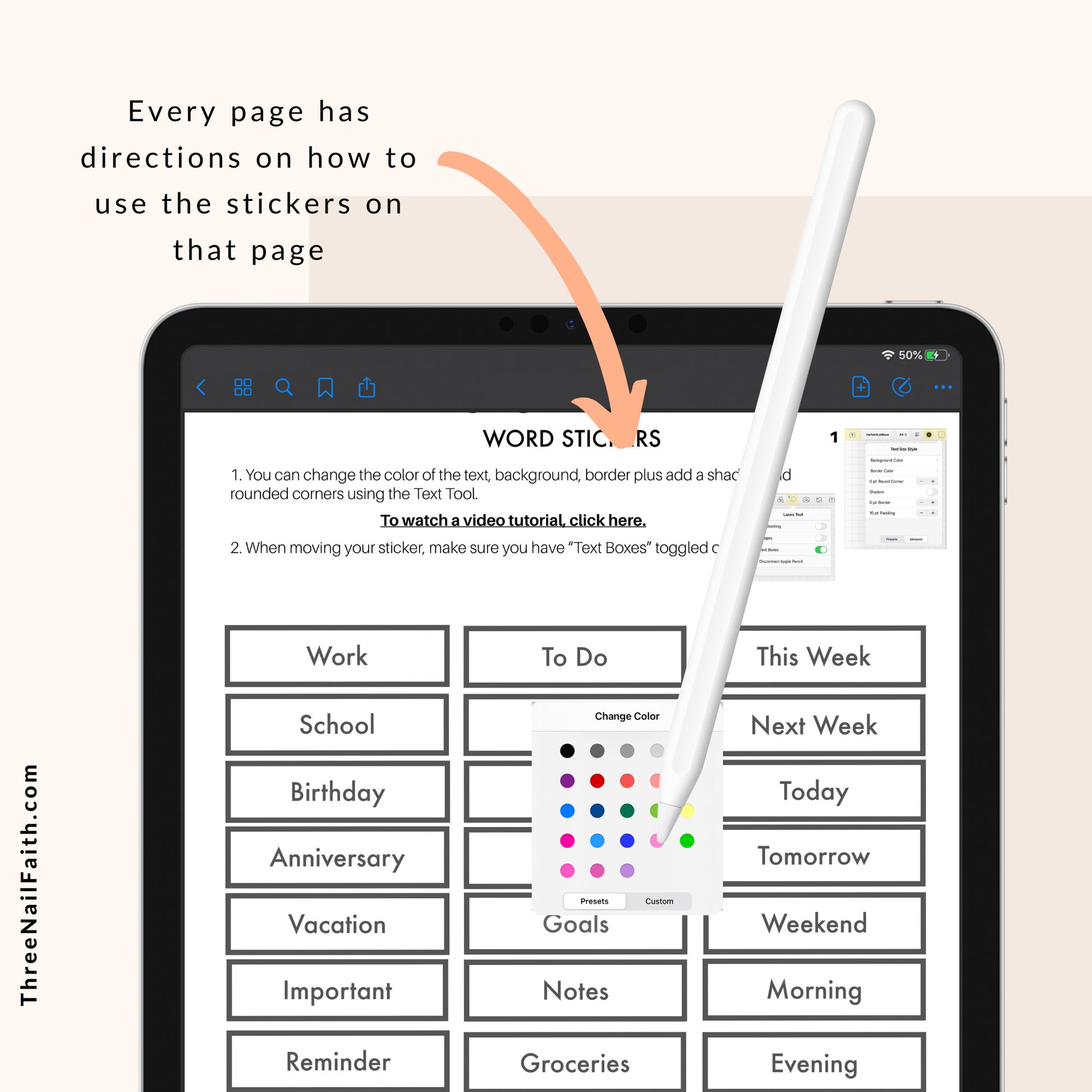 directions on how to use color changing digital stickers
