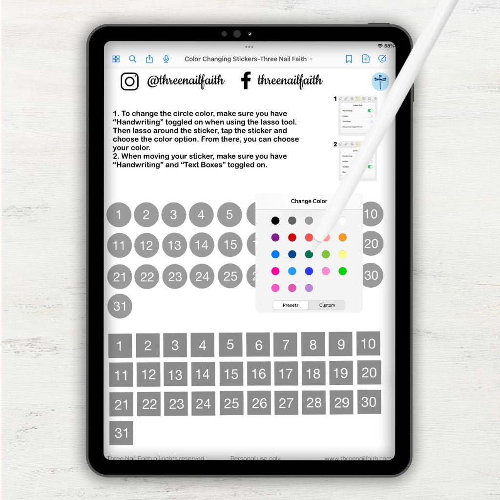 Color Changing Digital Stickers