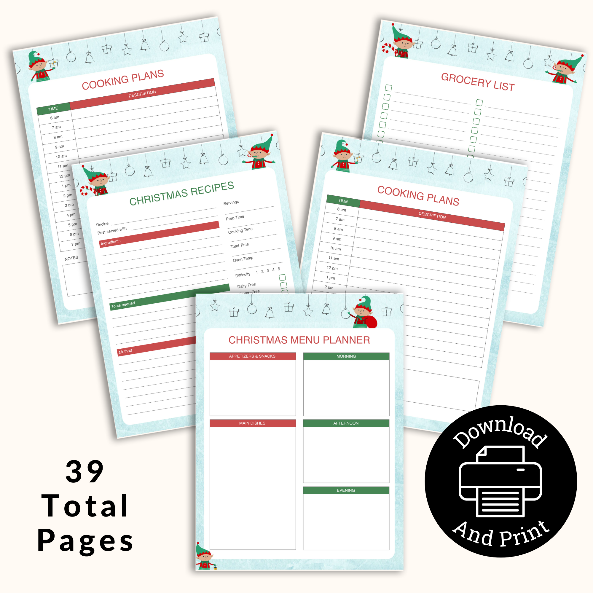 Elf Christmas Printable Planner
