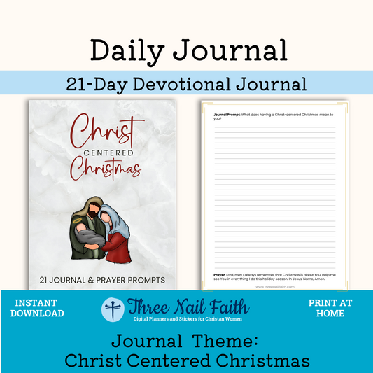 21 day printable devotional journal on the theme of Christ Centered Christmas