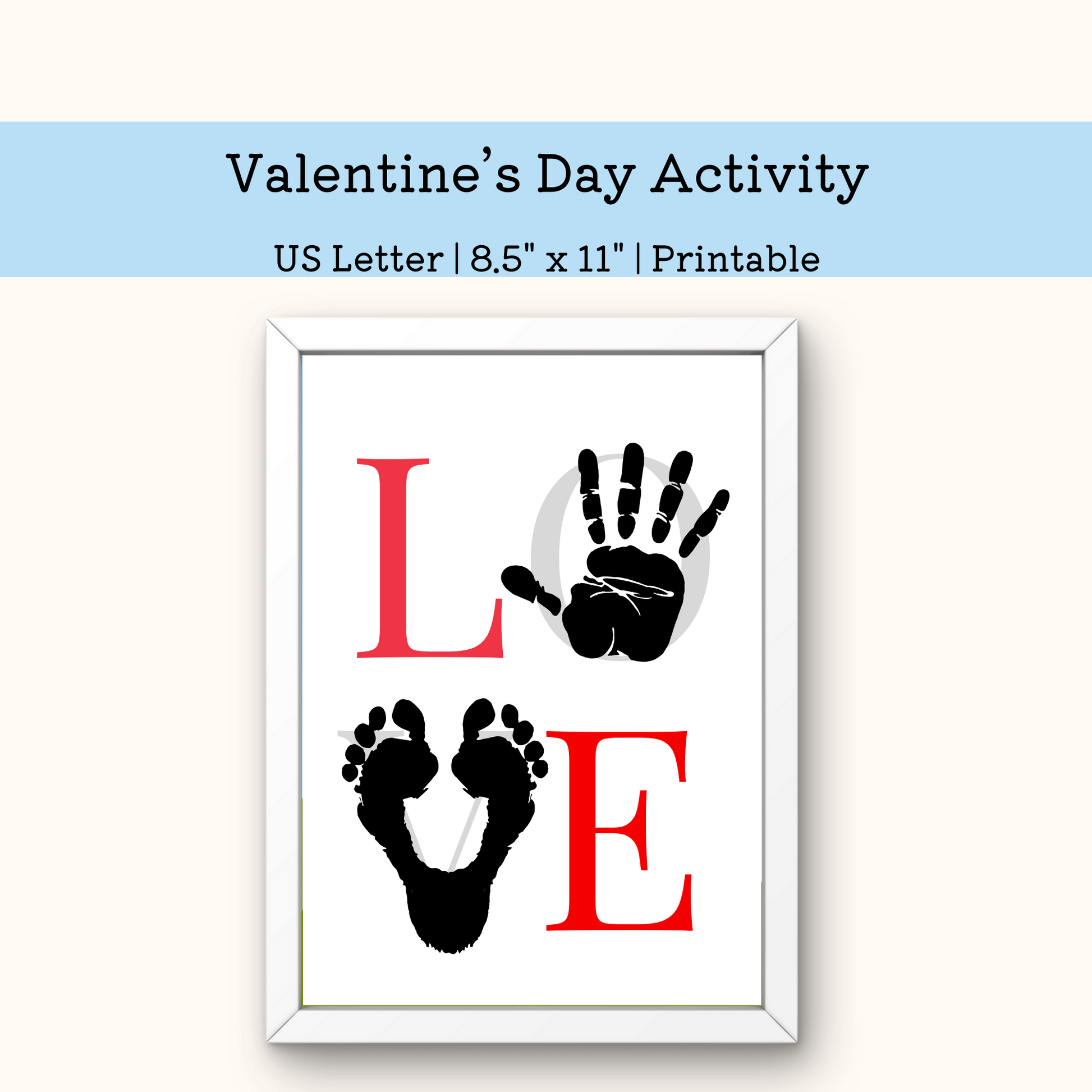 Love Valentine day printable handprint activity