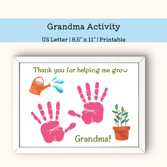 Thank you for helping me grow grandma printable handprint activity