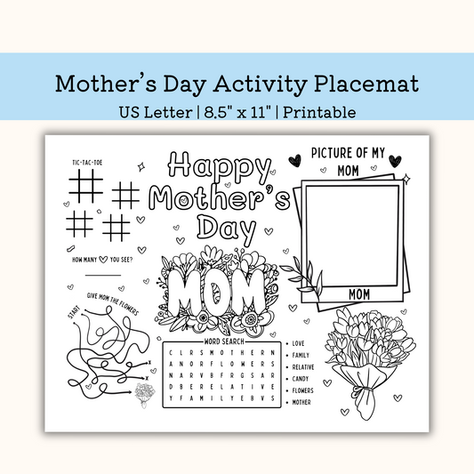 Mother's Day Printable activity Placemat