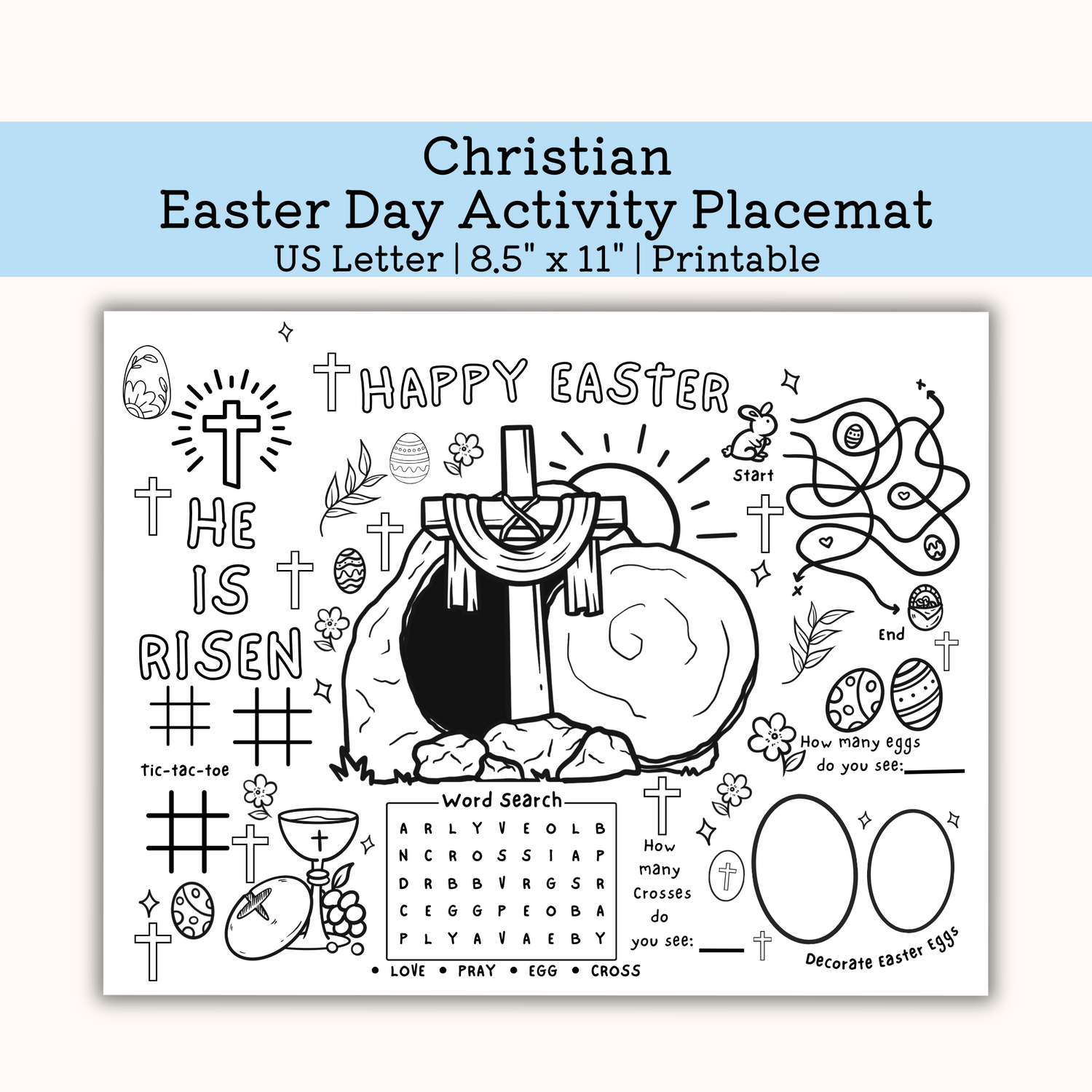 Printable Christian Easter Day Activity Mat