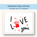 PRINTABLE Valentine I love you handprint Art Craft For Kids
