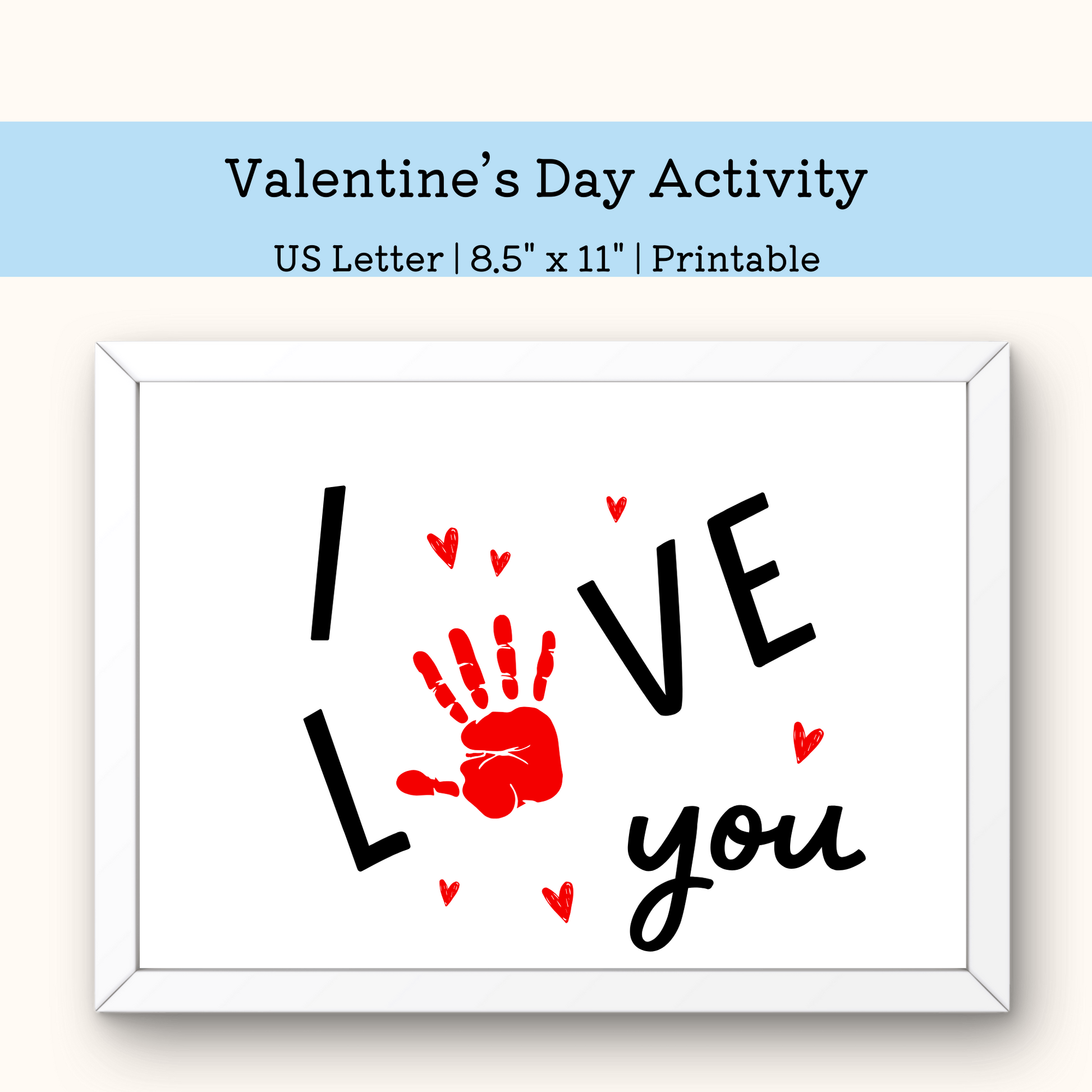 PRINTABLE Valentine I love you handprint Art Craft For Kids