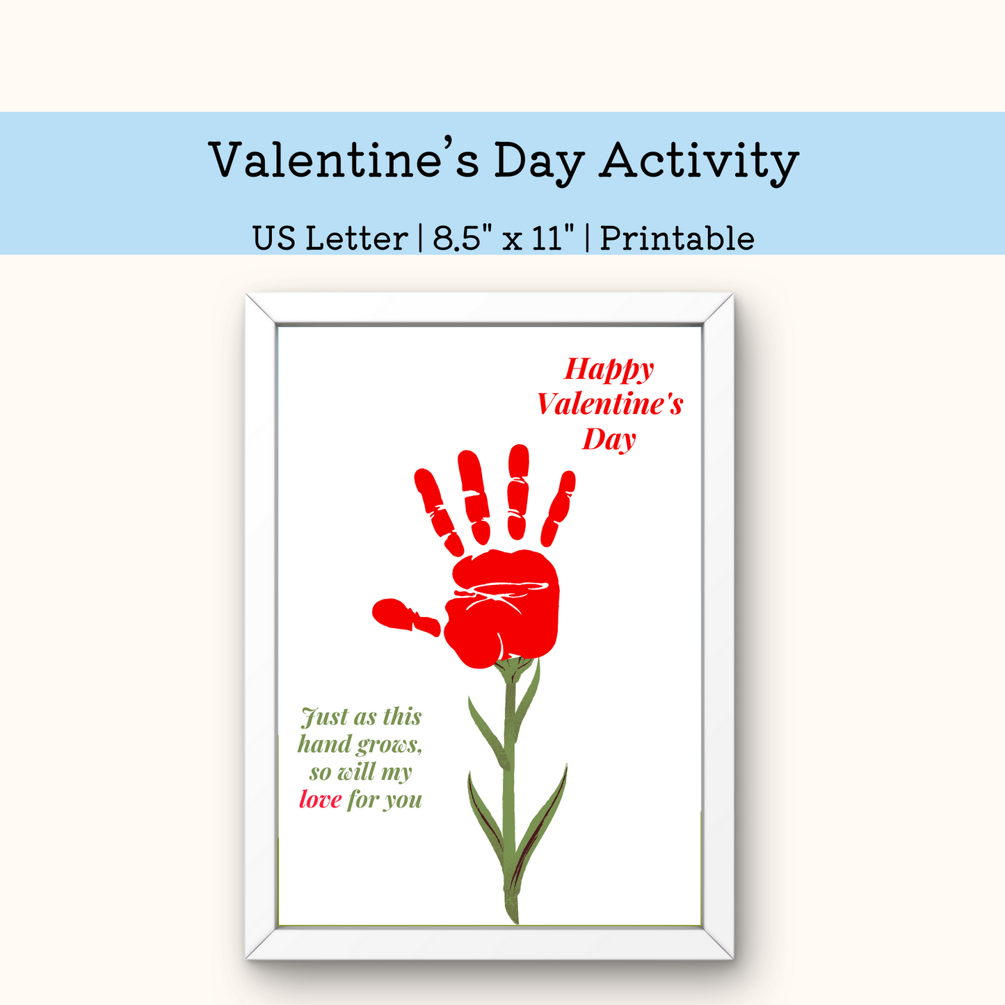  PRINTABLE Valentine FLOWER handprint Art Craft For Kids