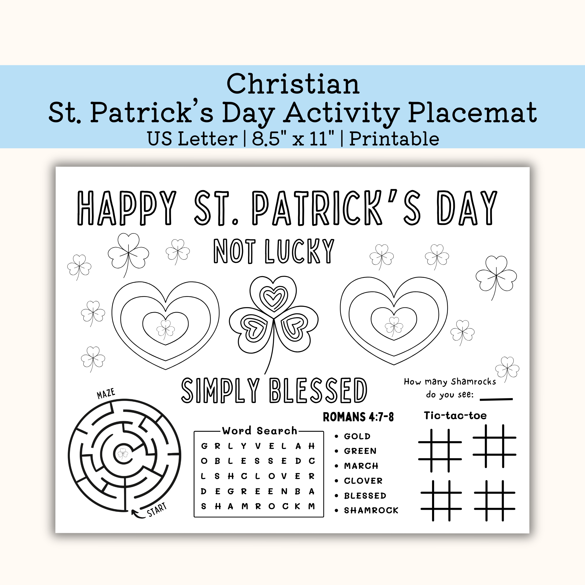 Happy St Patrics day activity Placemat