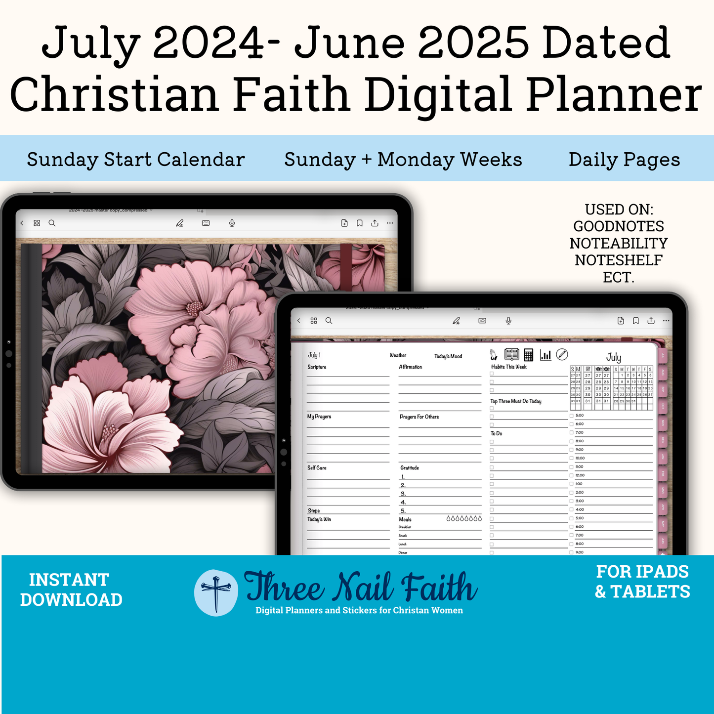 July 2024- June 2025 Christian Digital Planner