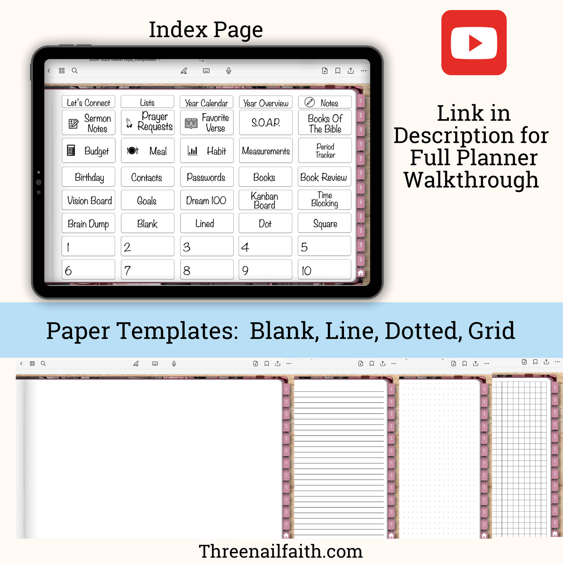 Pages in the digital planner