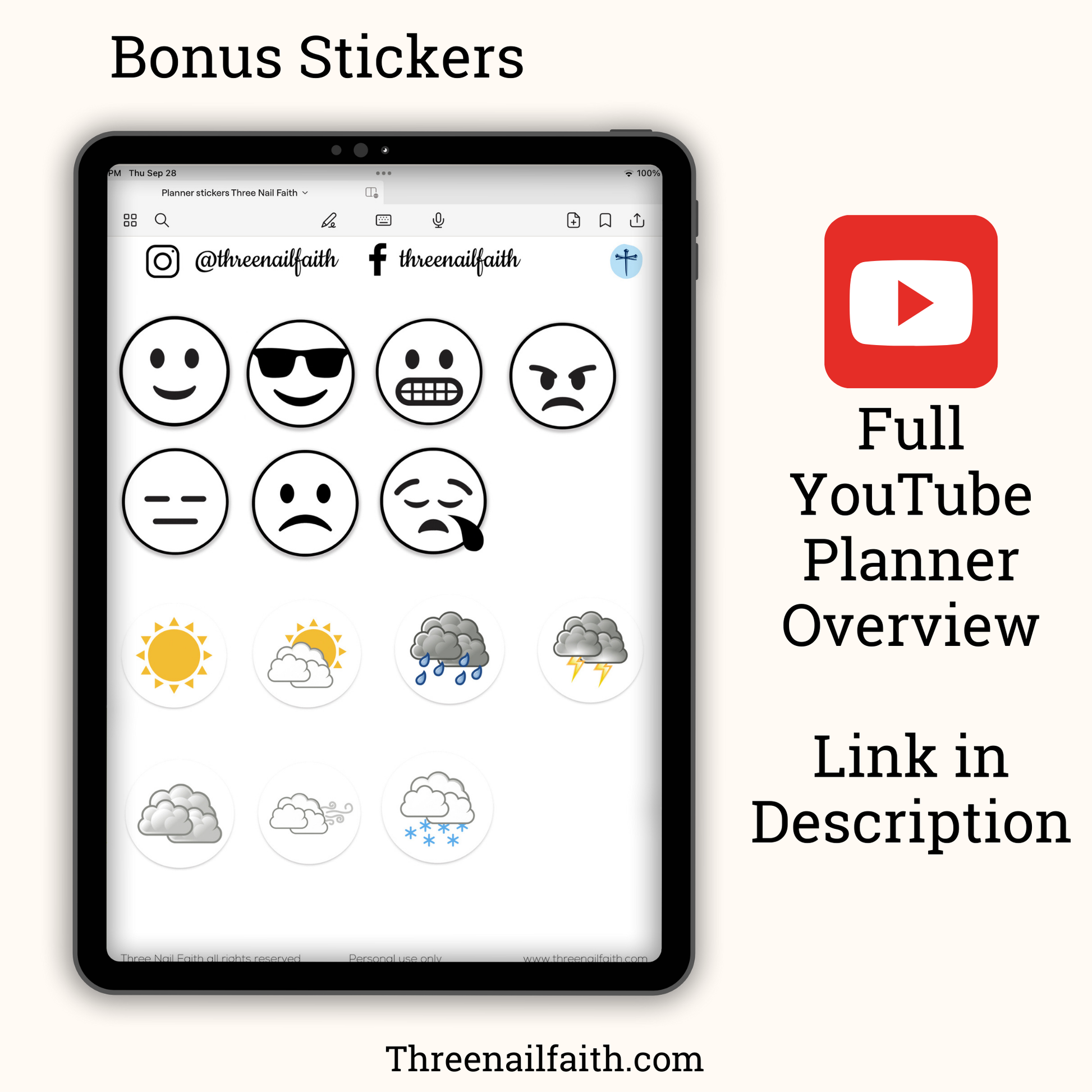 bonus stickers a full planner walk through is available on YouTube. click the link in description