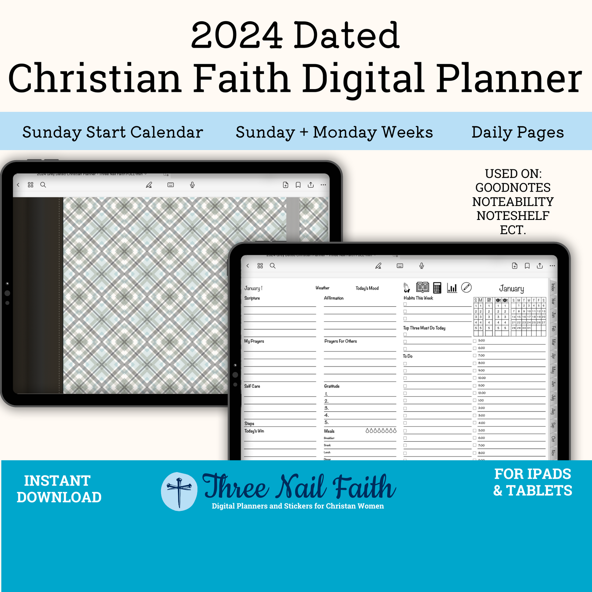 2024 Christian Faith Dated Digital Planner