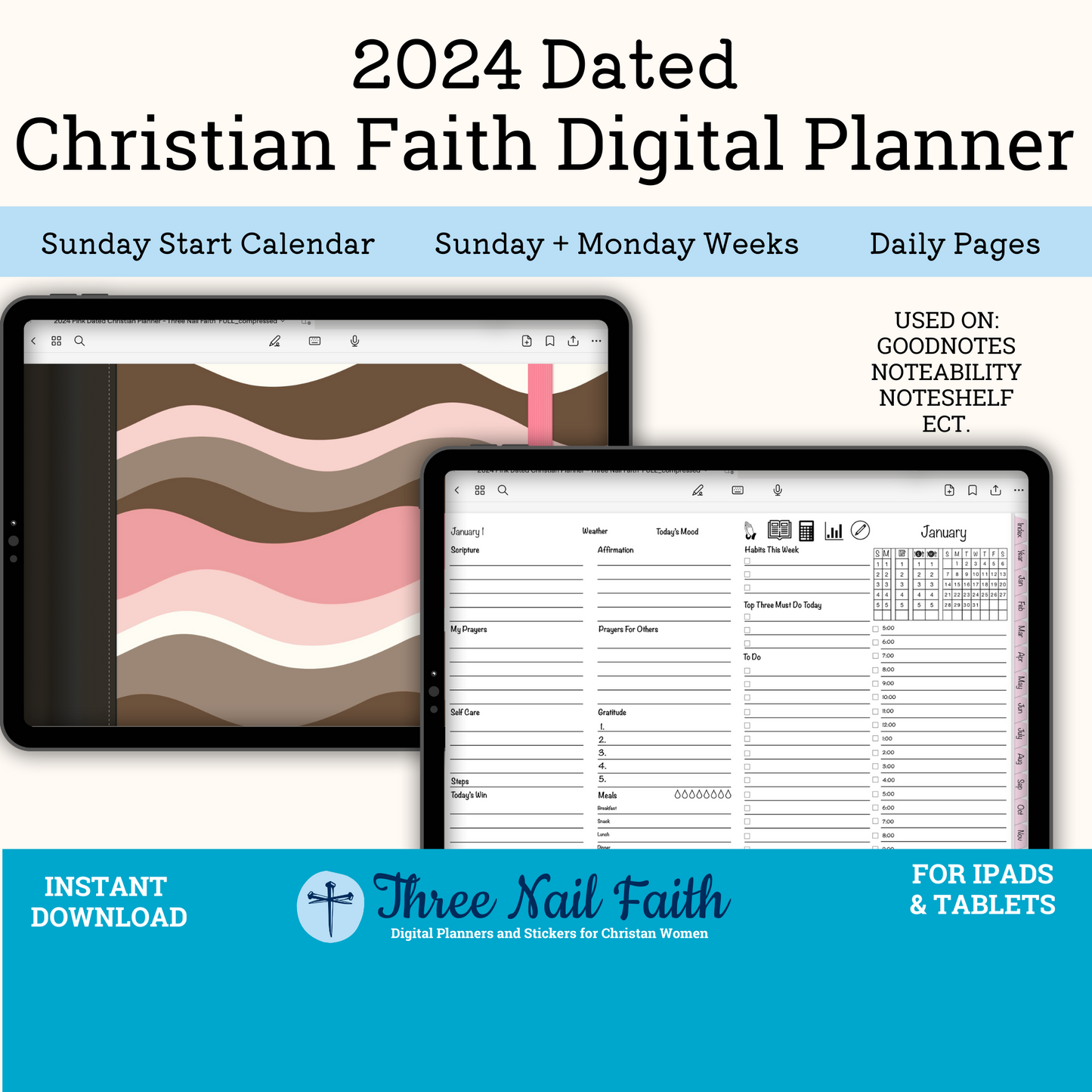 2024 Christian Faith Dated Digital Planner