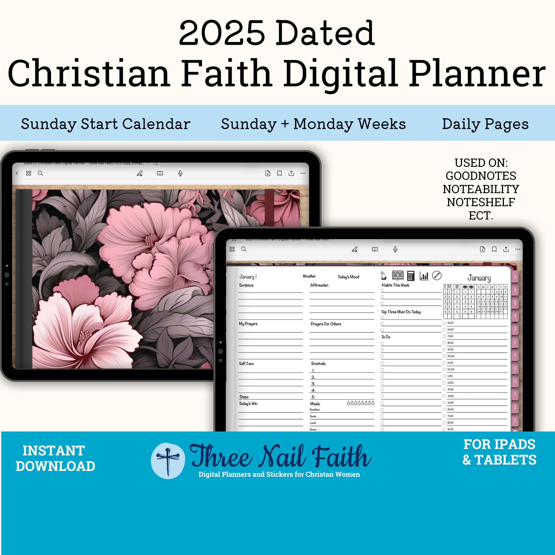 2025 Dated Christian Faith Digital Planner