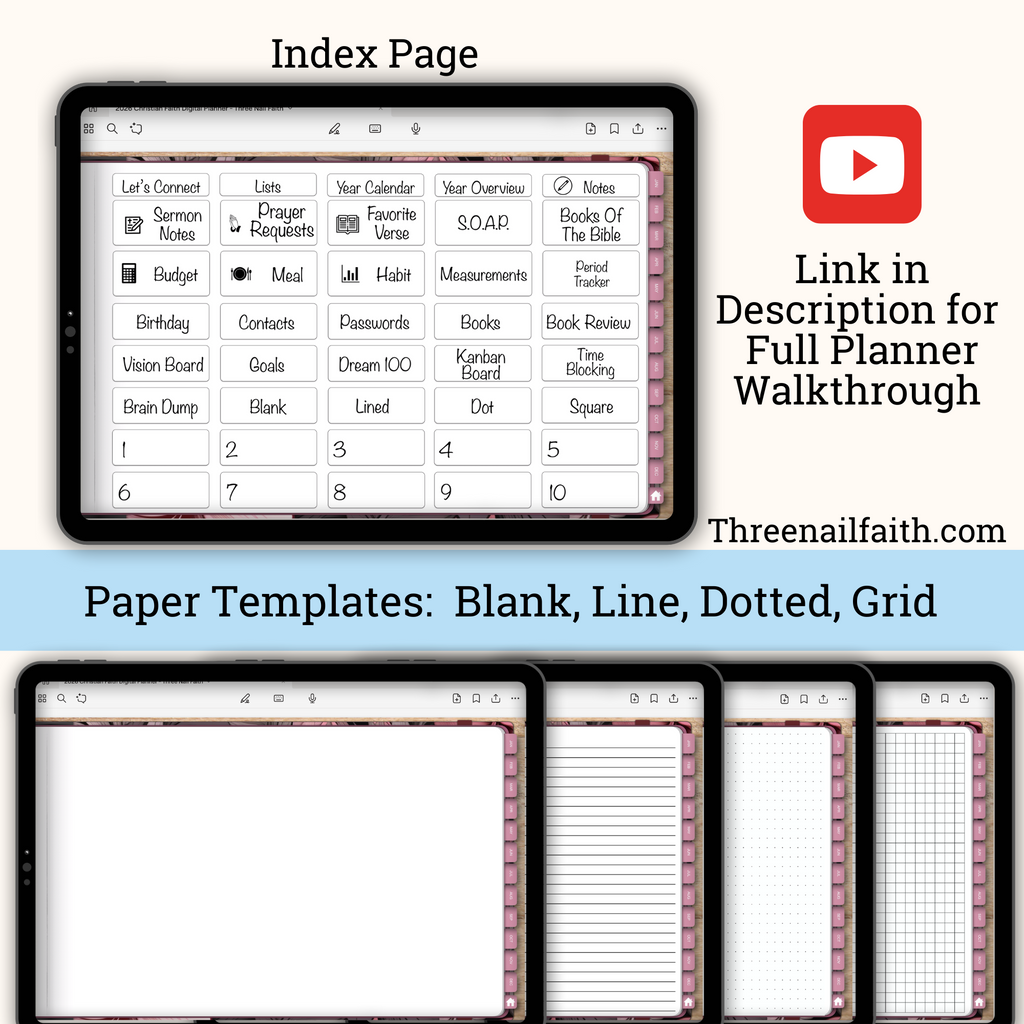 screen shot of index page and blank pages

