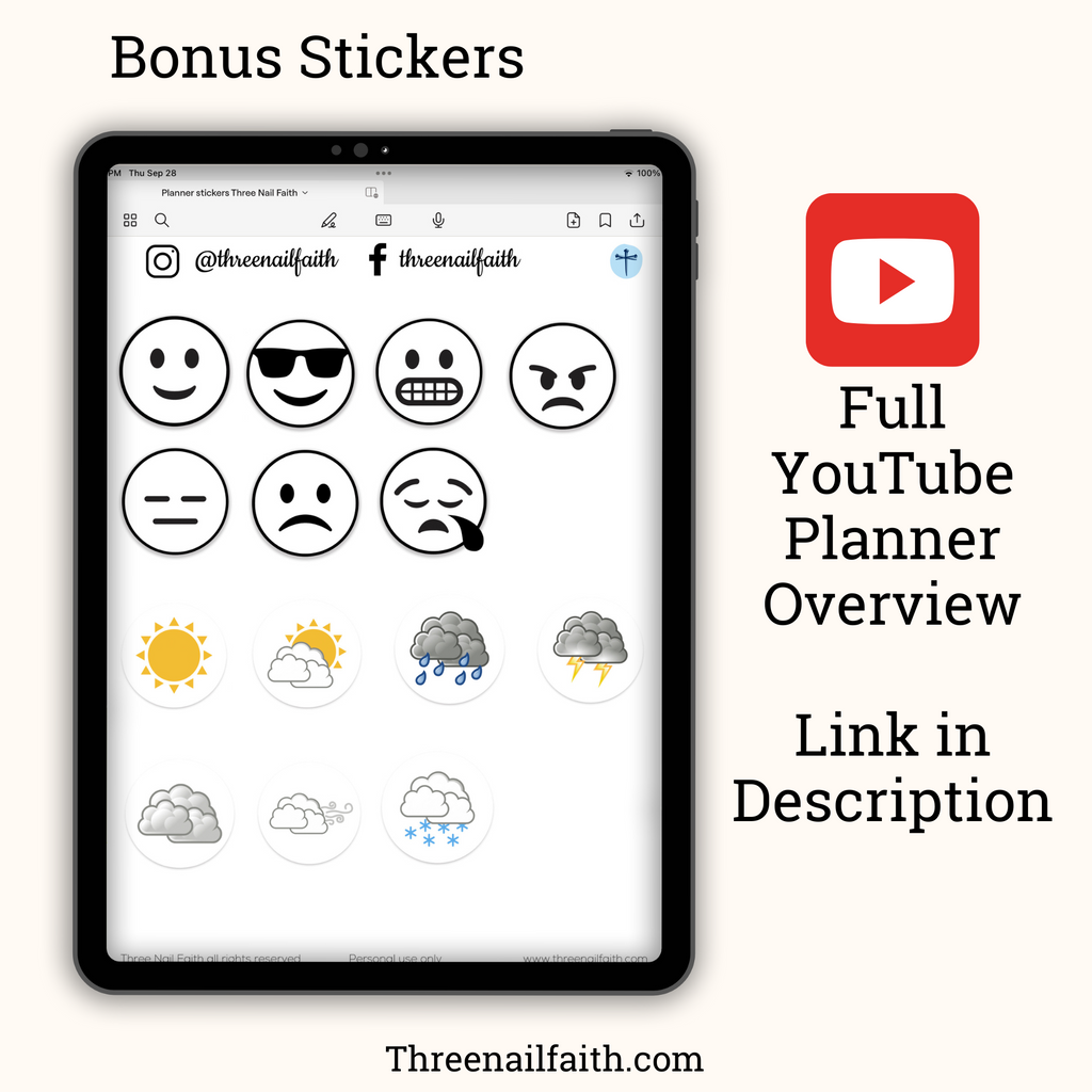 stickers that are included  and full planner overview is linked in description 