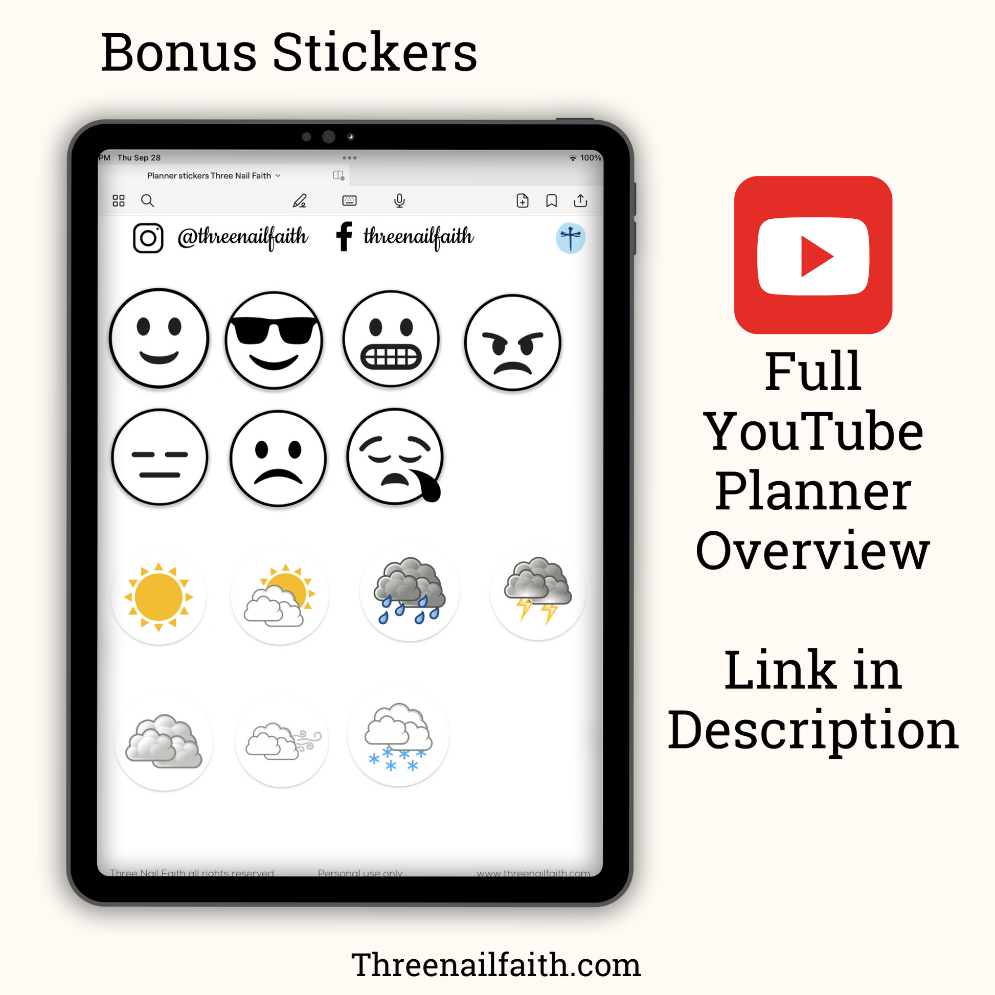 stickers that are included  and full planner overview is linked in description 