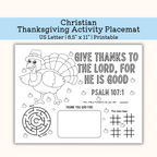 Printable Thanksgiving Activity Placemat
