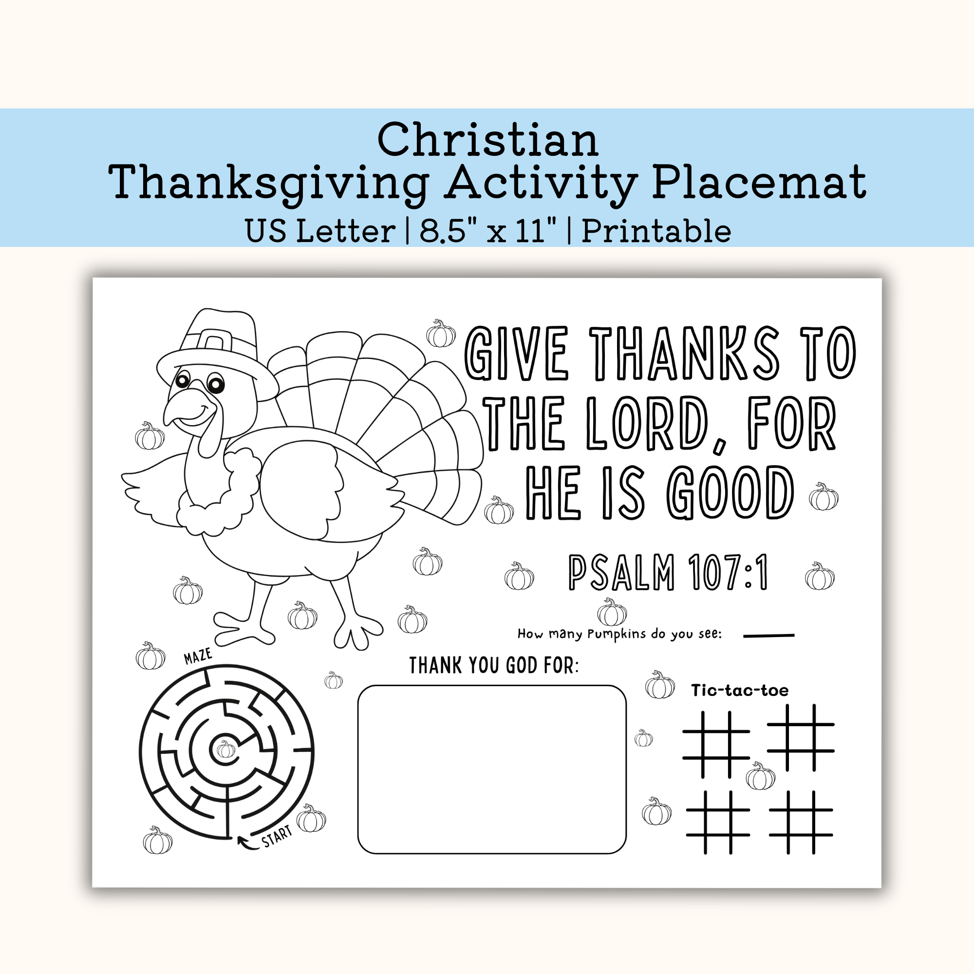 Printable Thanksgiving Activity Placemat