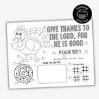 Printable Thanksgiving Activity Placemat