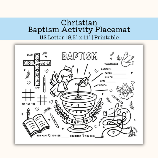 Printable Baptism Activity Placemat