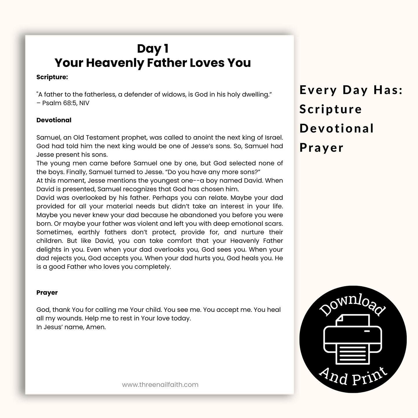 daily page Treasuring Family 30-Day PRINTABLE Devotional Journal