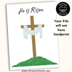Your Print will not have the handprint. you will add that with your childs handprint