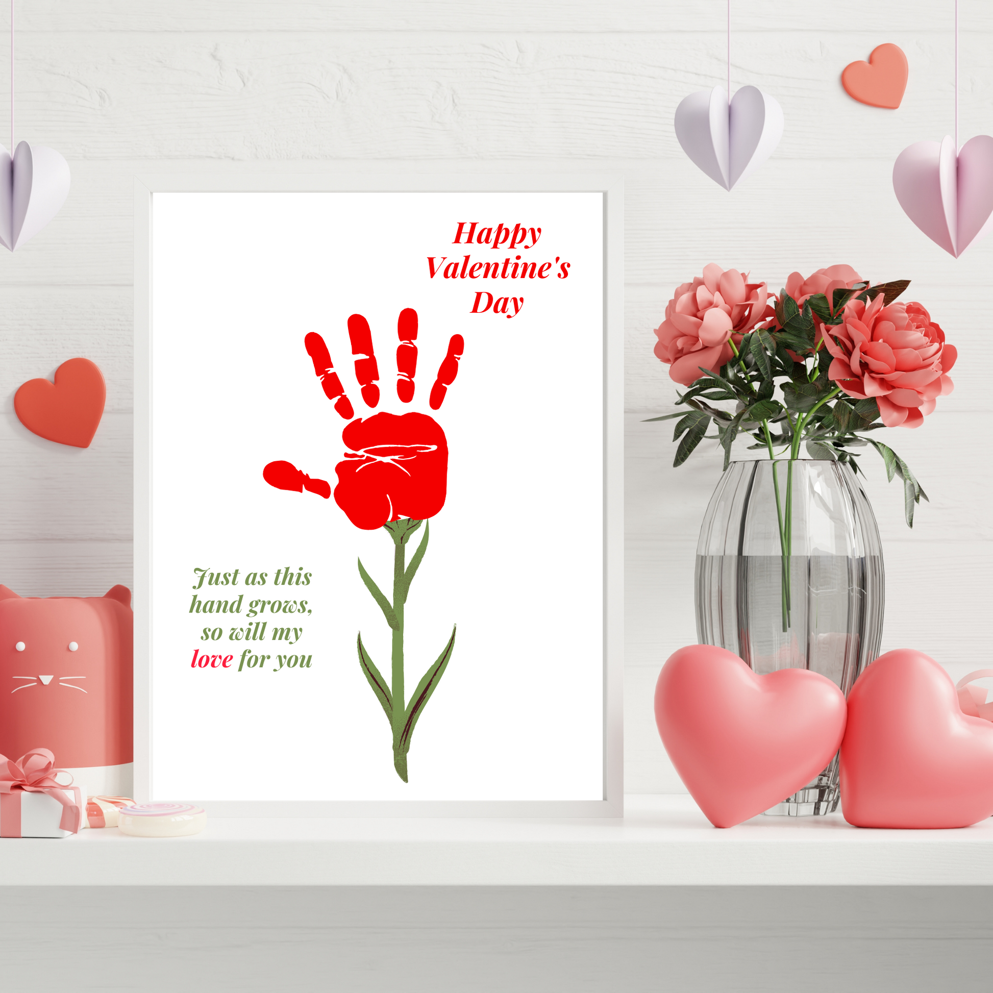  PRINTABLE Valentine FLOWER handprint Art Craft For Kids