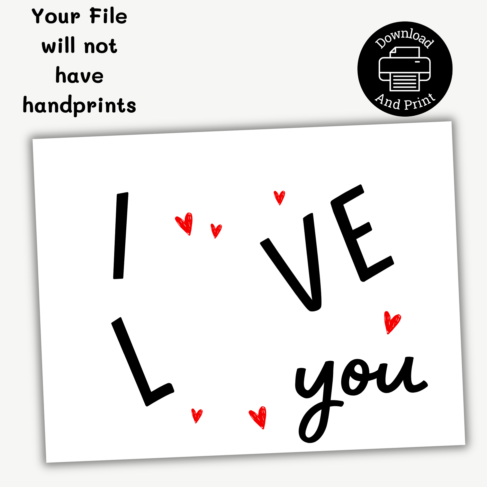 PRINTABLE Valentine I love you handprint Art Craft For Kids your file will not have the handprint