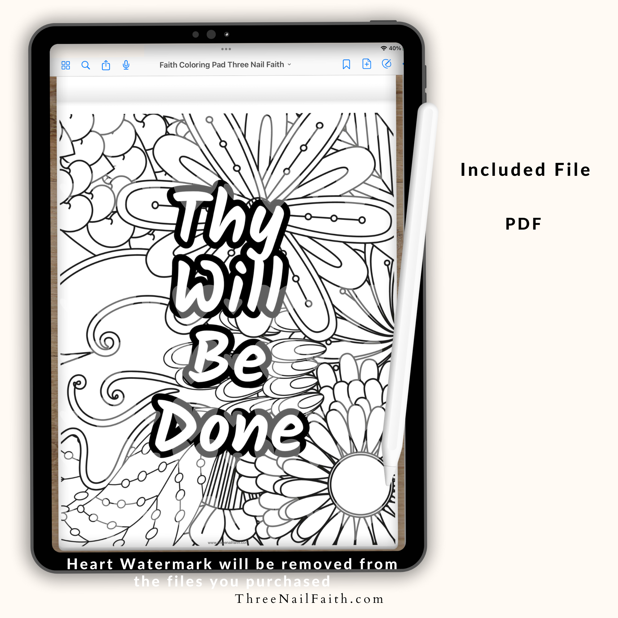 close view of one of the pages in the Faith Digital Coloring Book