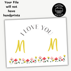 I love Mom Childs Handprint Activity for Mothers Day your print will not have a handprint you will add that